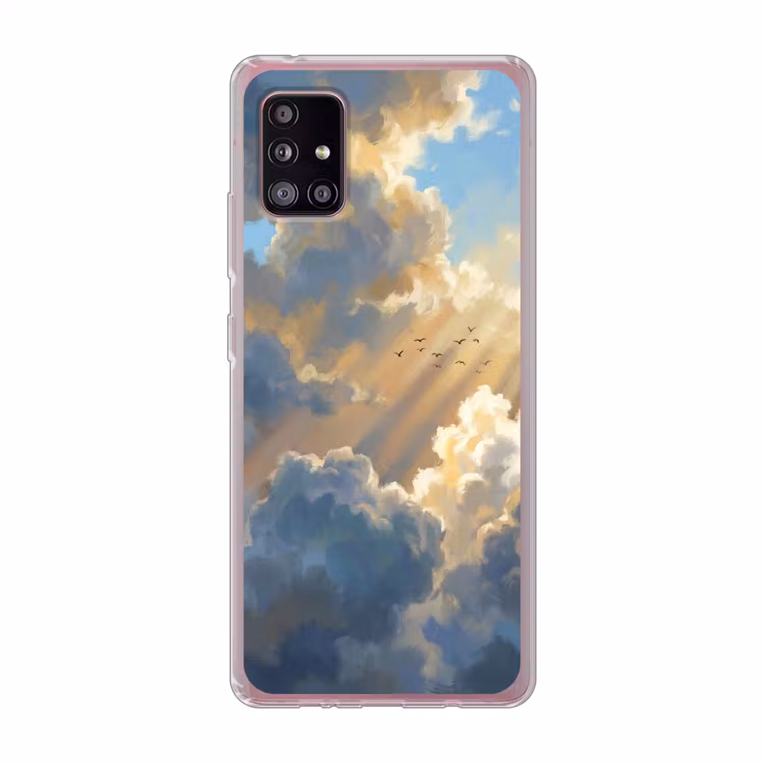 Wolken - Zonnestralen - Natuur - Abstract - Blauw Telefoonhoesje Samsung Galaxy A51 5G klein -3d