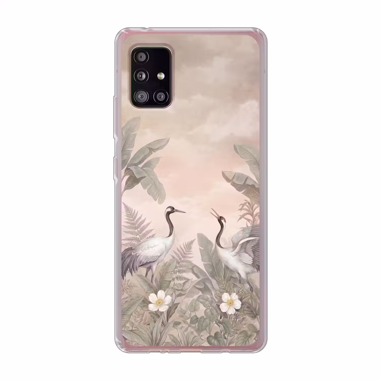 Kraanvogels - Natuur - Roze Telefoonhoesje Samsung Galaxy A51 5G klein -3d