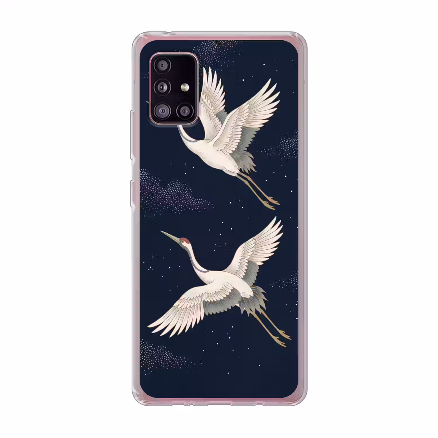 Kraanvogels - Nachthemel - Blauw Telefoonhoesje Samsung Galaxy A51 5G klein -3d