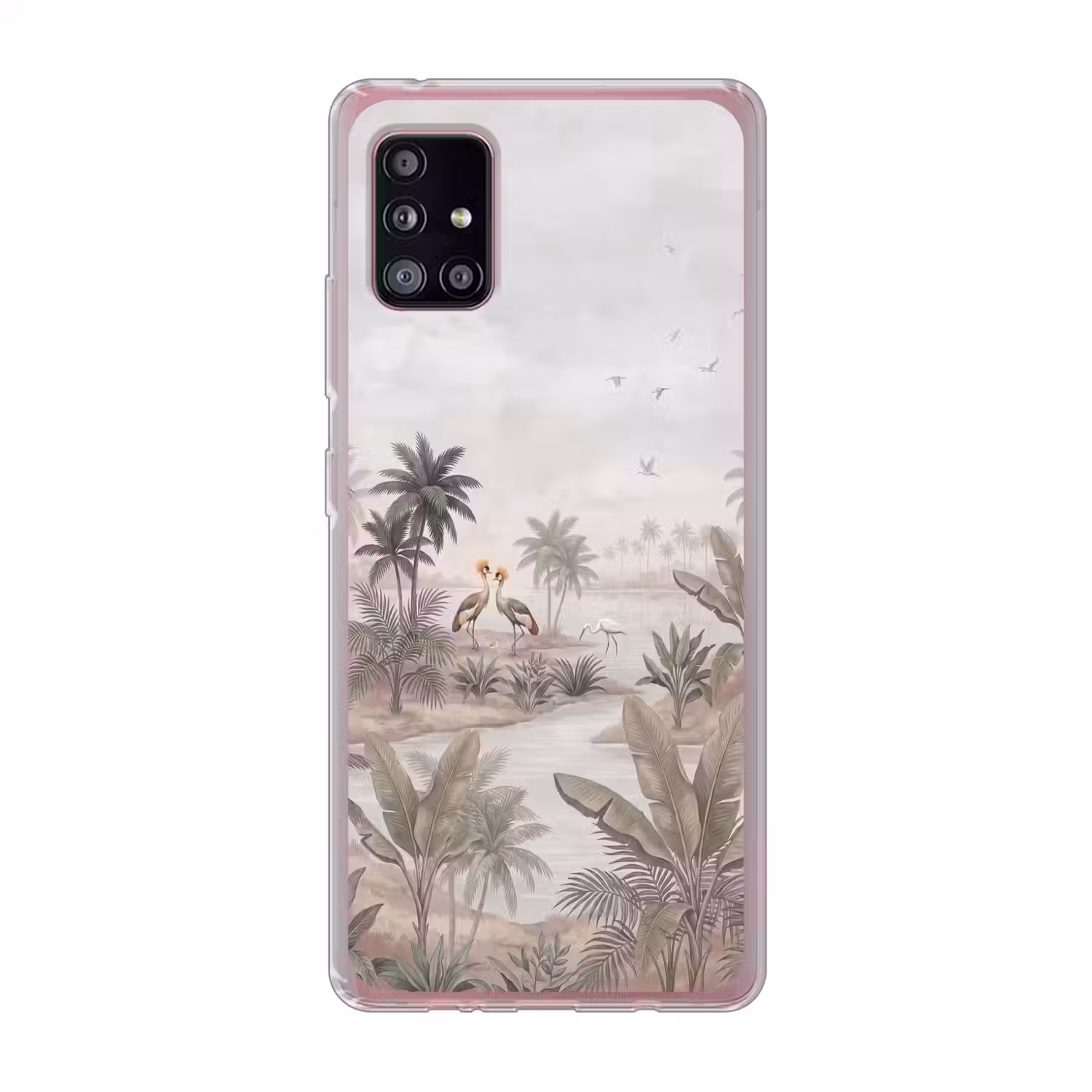 Kraanvogels - Palmbomen - Tropisch Telefoonhoesje Samsung Galaxy A51 5G klein -3d