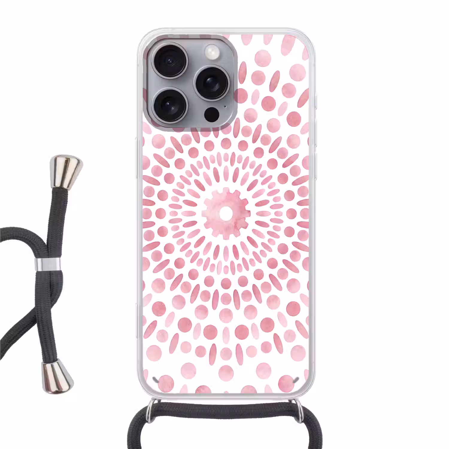 Abstract - Vormen - Patroon - Aquarel - Roze Hoesje iPhone 16 Pro Max met koord klein -3d