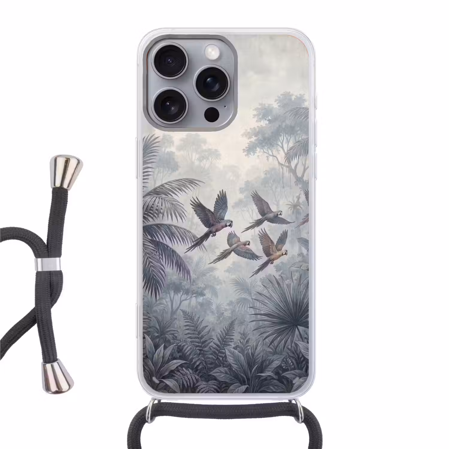 Vogel - Vliegend - Jungle - Vintage - Dieren Hoesje iPhone 16 Pro Max met koord klein -3d