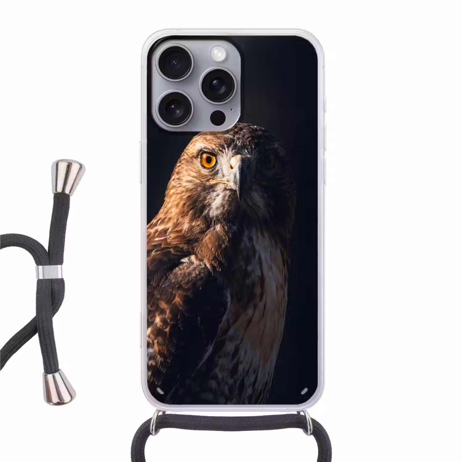Roofvogel - Buizerd - Bruin Hoesje iPhone 16 Pro Max met koord klein -3d