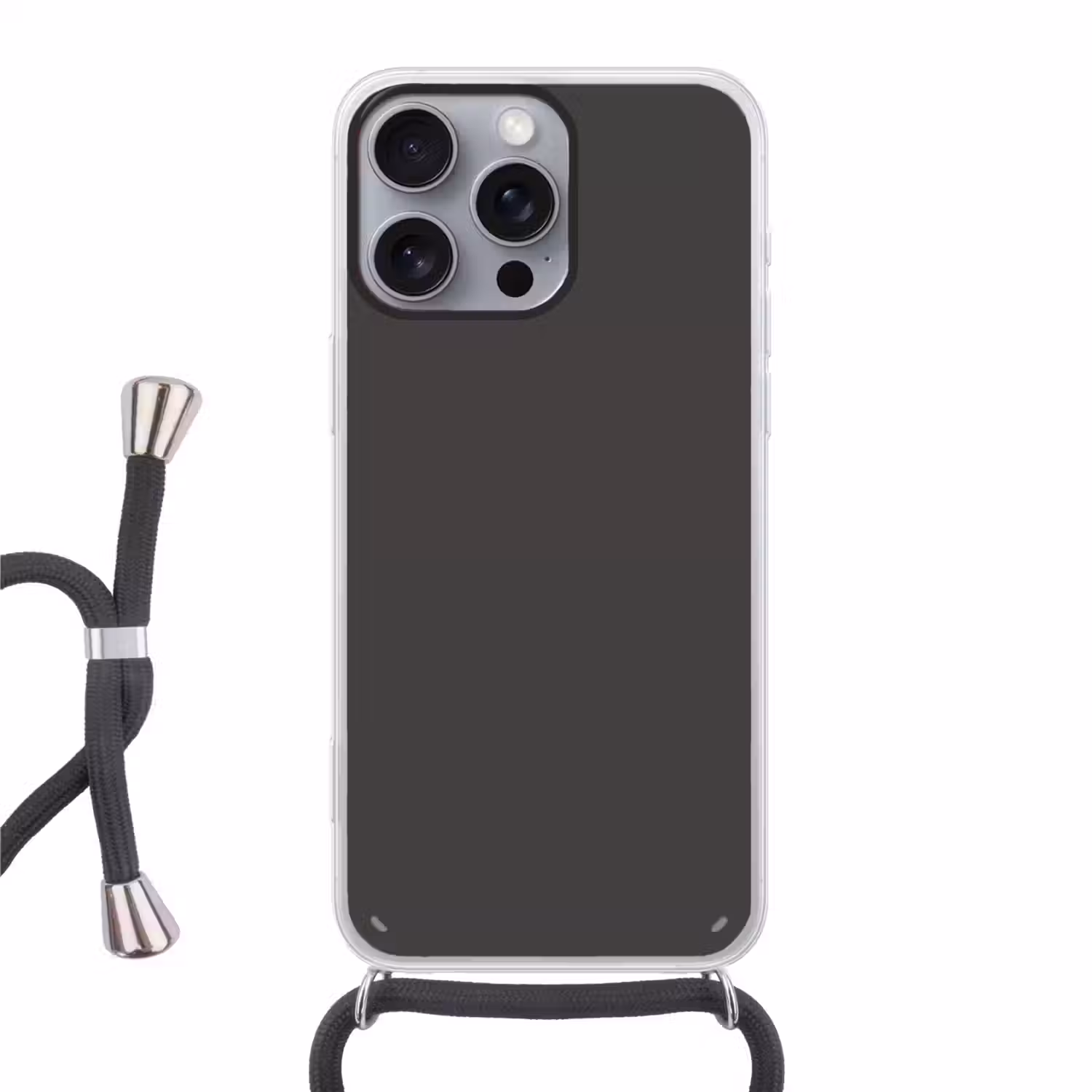 Charcoal - Grijs- Grey Hoesje iPhone 16 Pro Max met koord klein 804 -3d