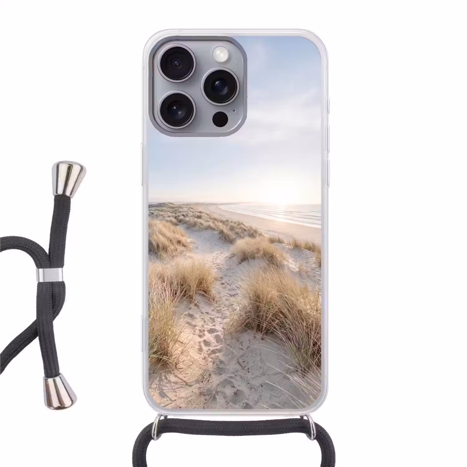 Duinen - Strand - Beige Hoesje iPhone 16 Pro Max met koord klein -3d