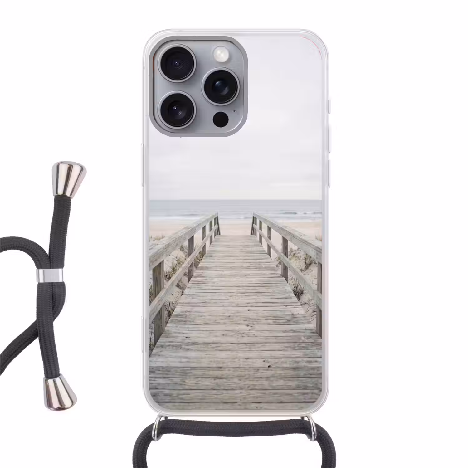 Duinen - Vlonder - Oceaan Hoesje iPhone 16 Pro Max met koord klein -3d