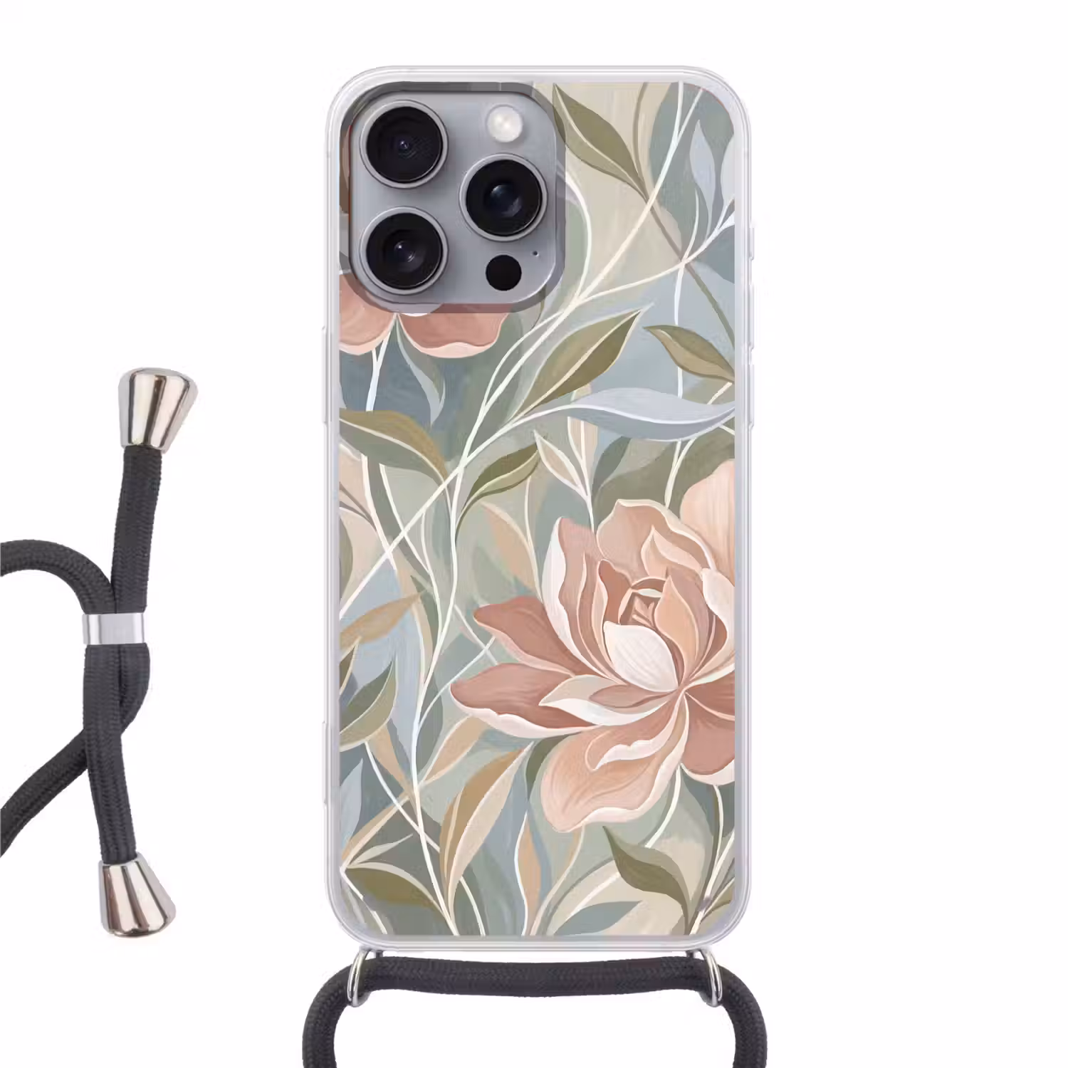 Elegant - Romantiek - Roze Hoesje iPhone 16 Pro Max met koord klein -3d