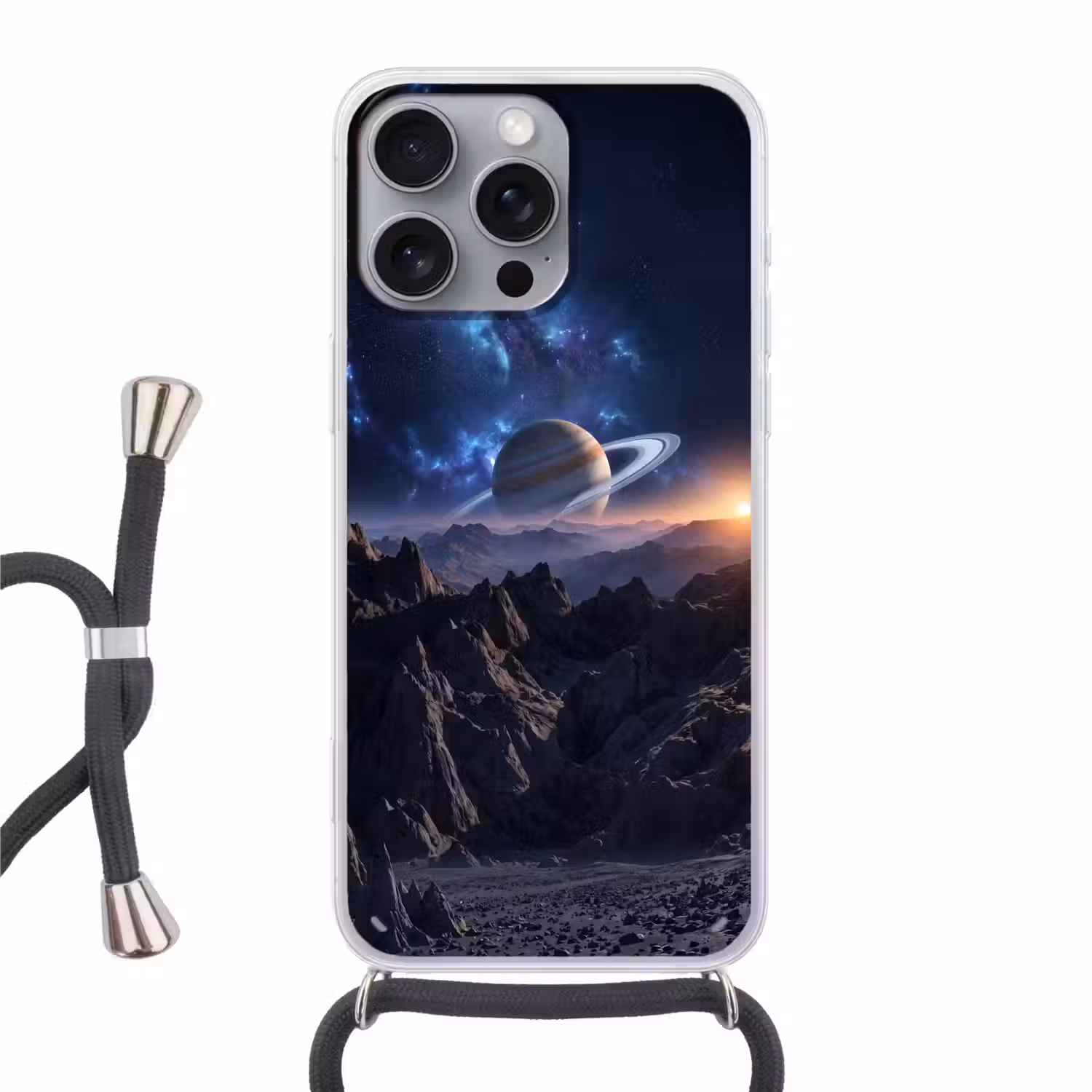 Fantasy - Kosmos - Landschap Hoesje iPhone 16 Pro Max met koord klein -3d