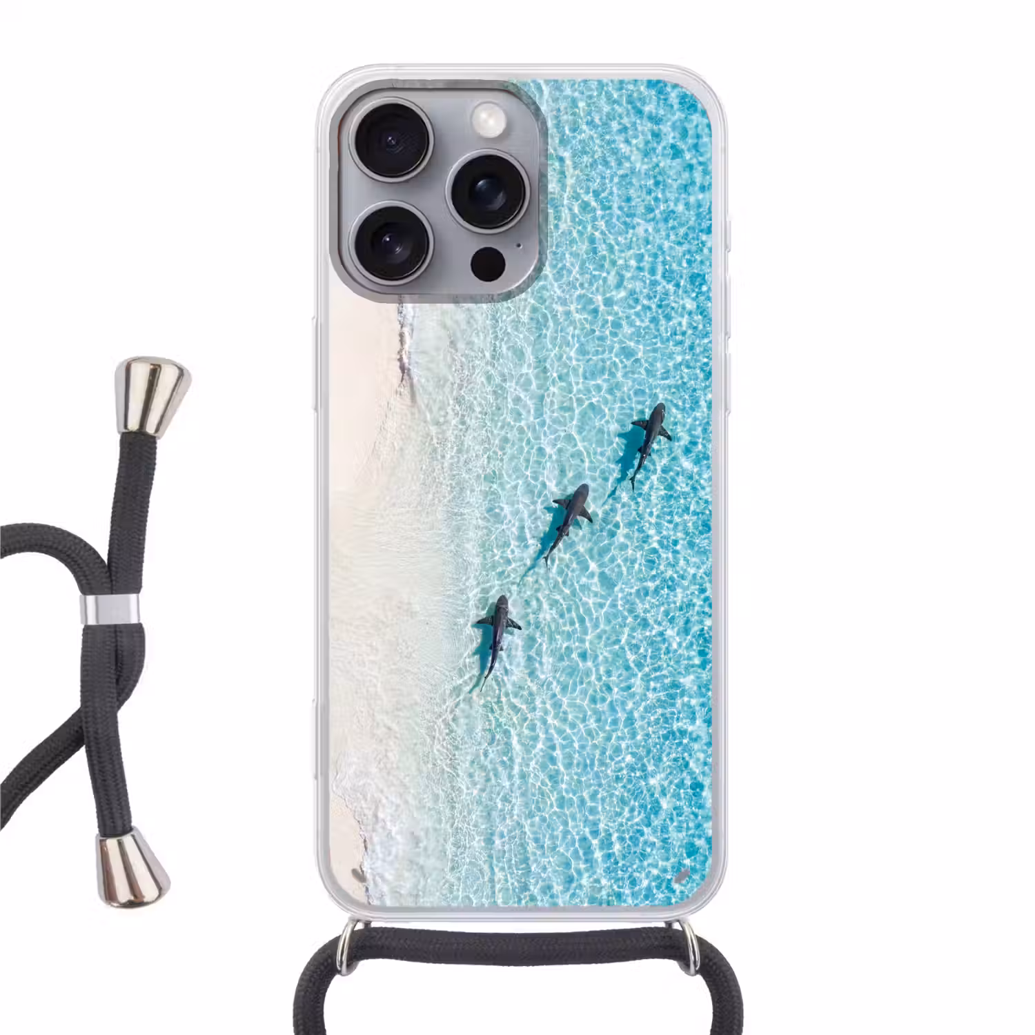 Vis - Oceaan - Strand - Turquoise - Natuur Hoesje iPhone 16 Pro Max met koord klein -3d