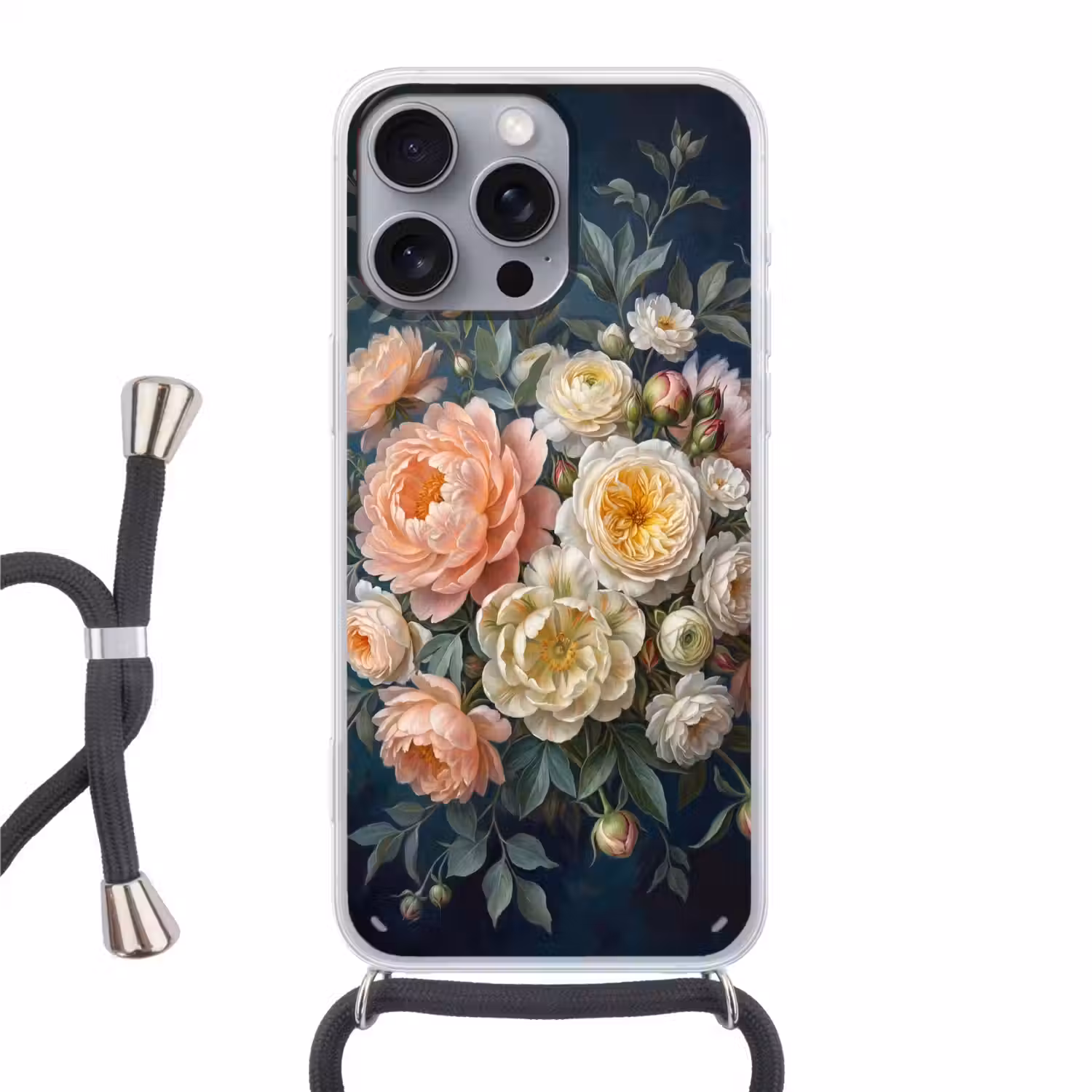 Bloemen - Boeket - Natuur - Klassiek - Kleurrijk Hoesje iPhone 16 Pro Max met koord klein -3d