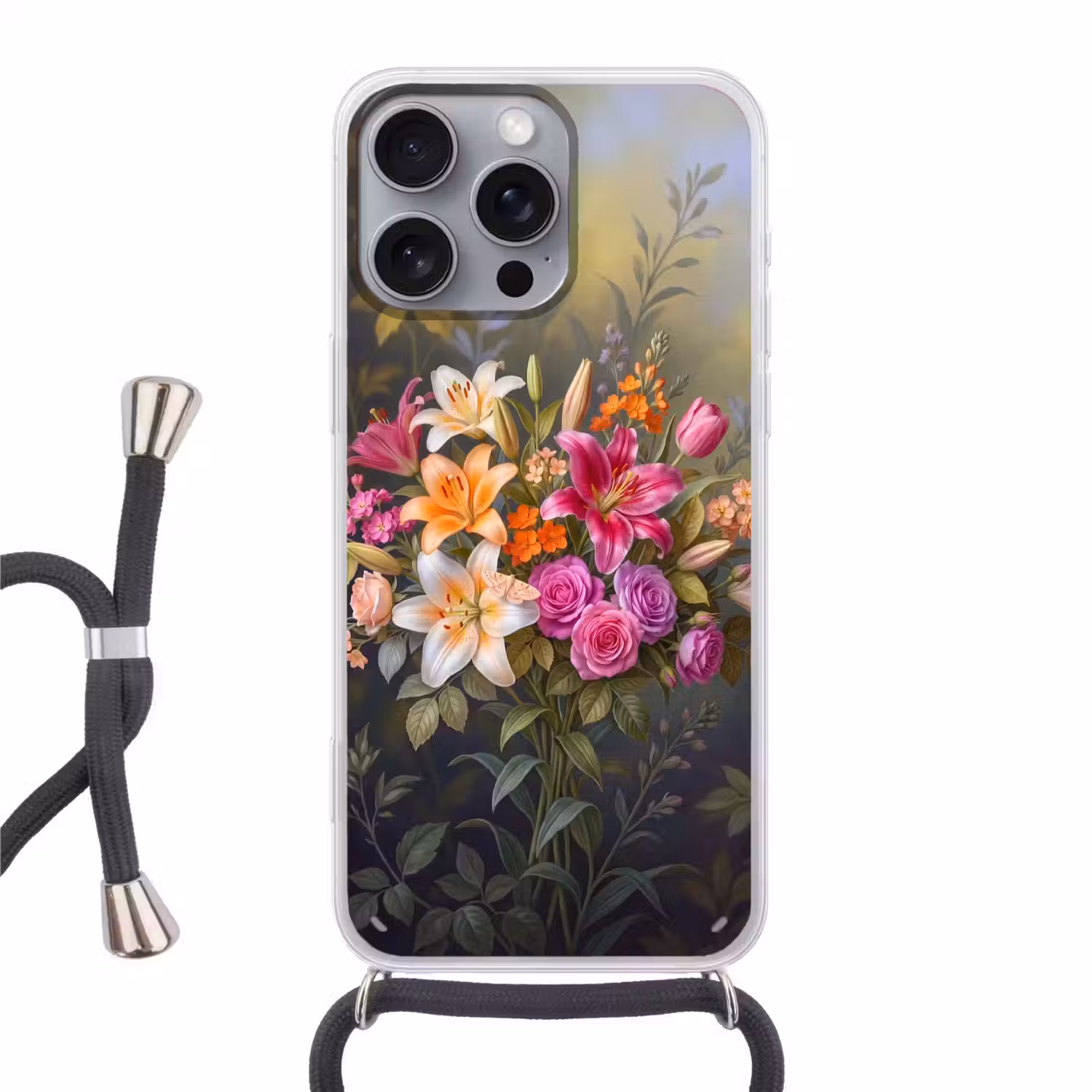 Bloemen - Boeket - Natuur - Kleurrijk - Modern Hoesje iPhone 16 Pro Max met koord klein -3d
