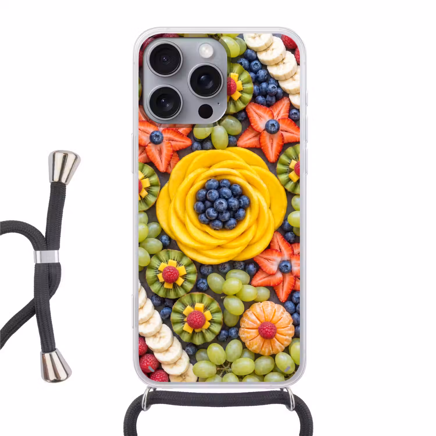 Fruit - Arrangement - Gezond - Kleurrijk - Eten Hoesje iPhone 16 Pro Max met koord klein -3d