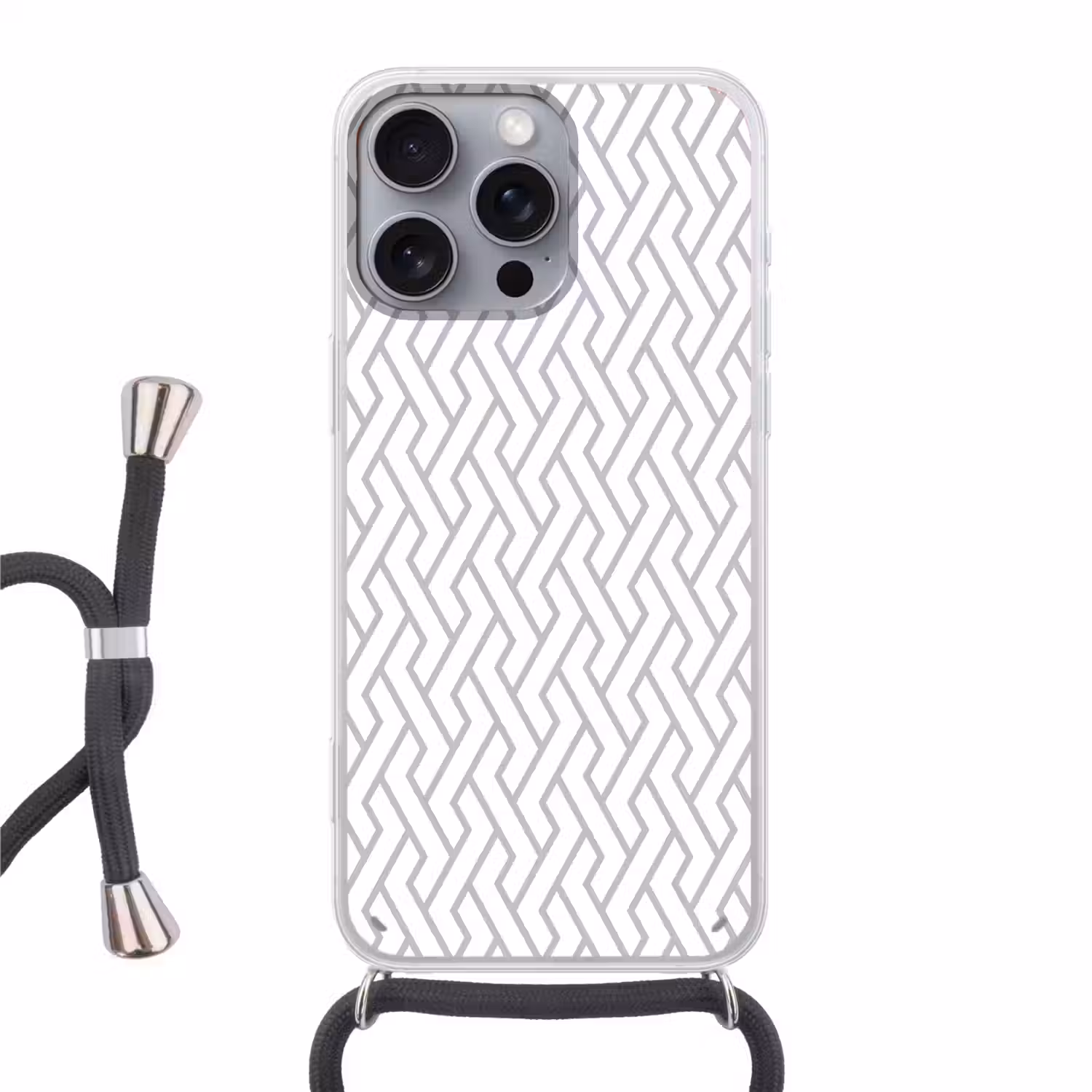 Grafisch - Patroon - Modern - Lijn Hoesje iPhone 16 Pro Max met koord klein 804 -3d