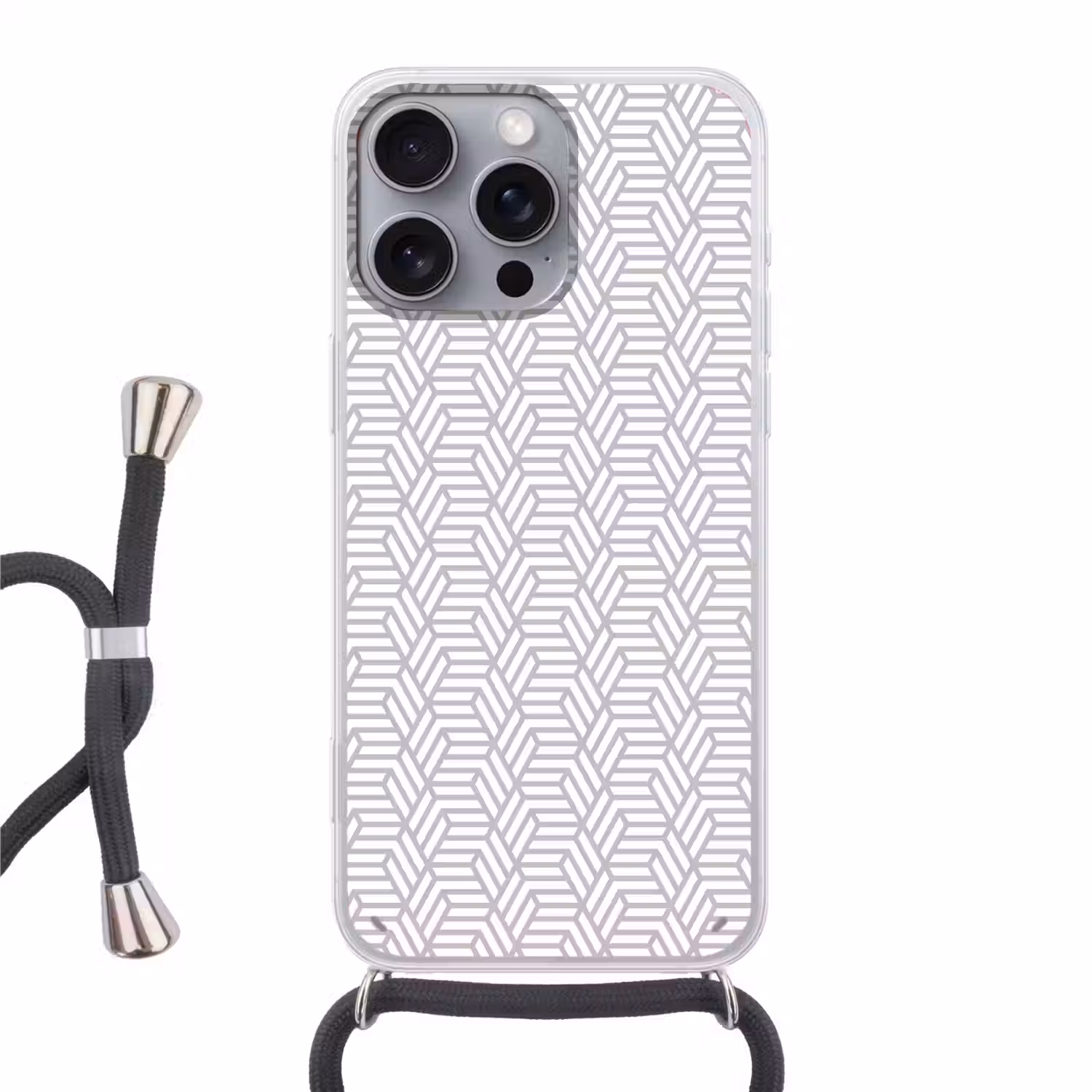 Grafisch - Patroon - Modern - Opvallend Hoesje iPhone 16 Pro Max met koord klein 804 -3d