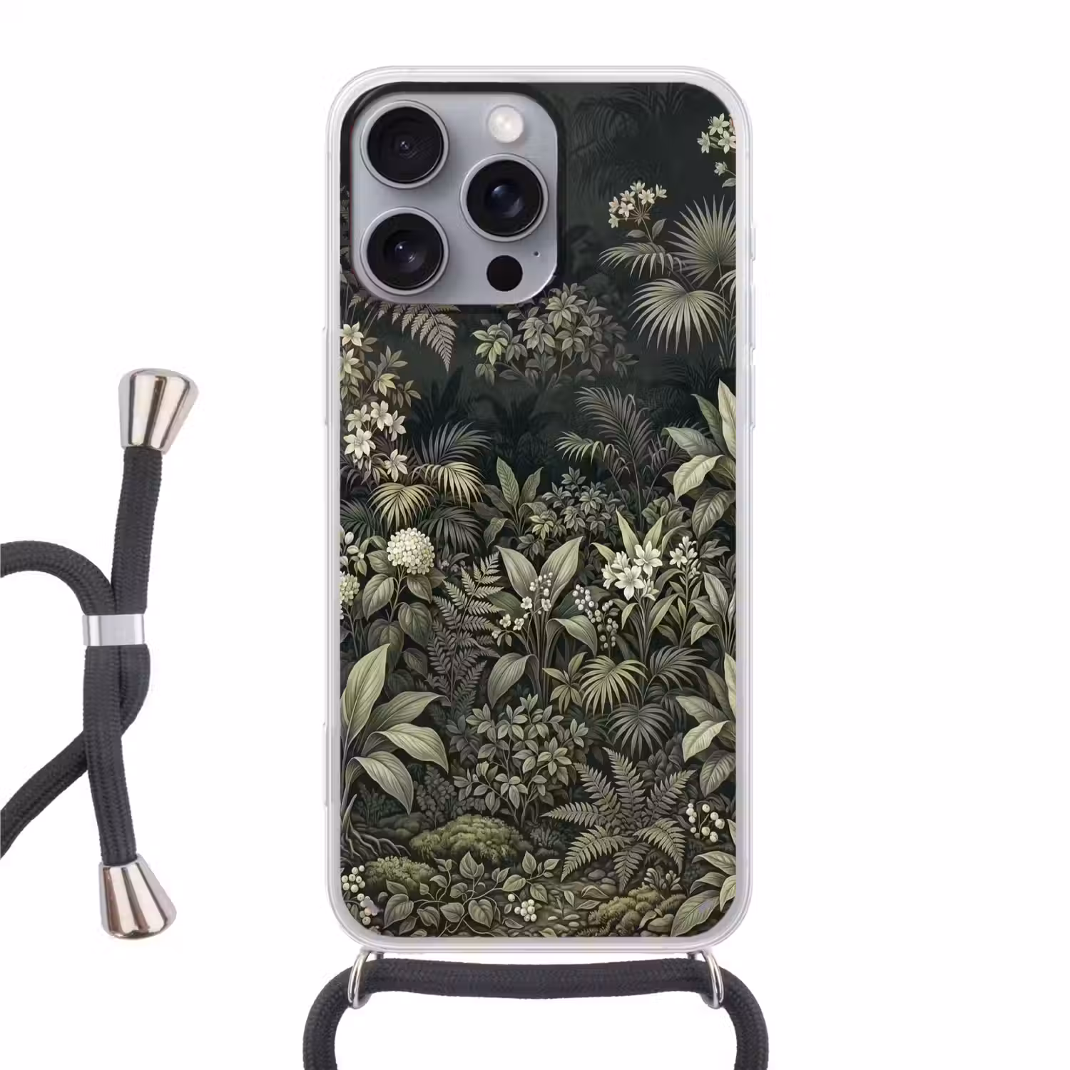 Jungle - Bladeren - Botanisch - Groen Hoesje iPhone 16 Pro Max met koord klein -3d