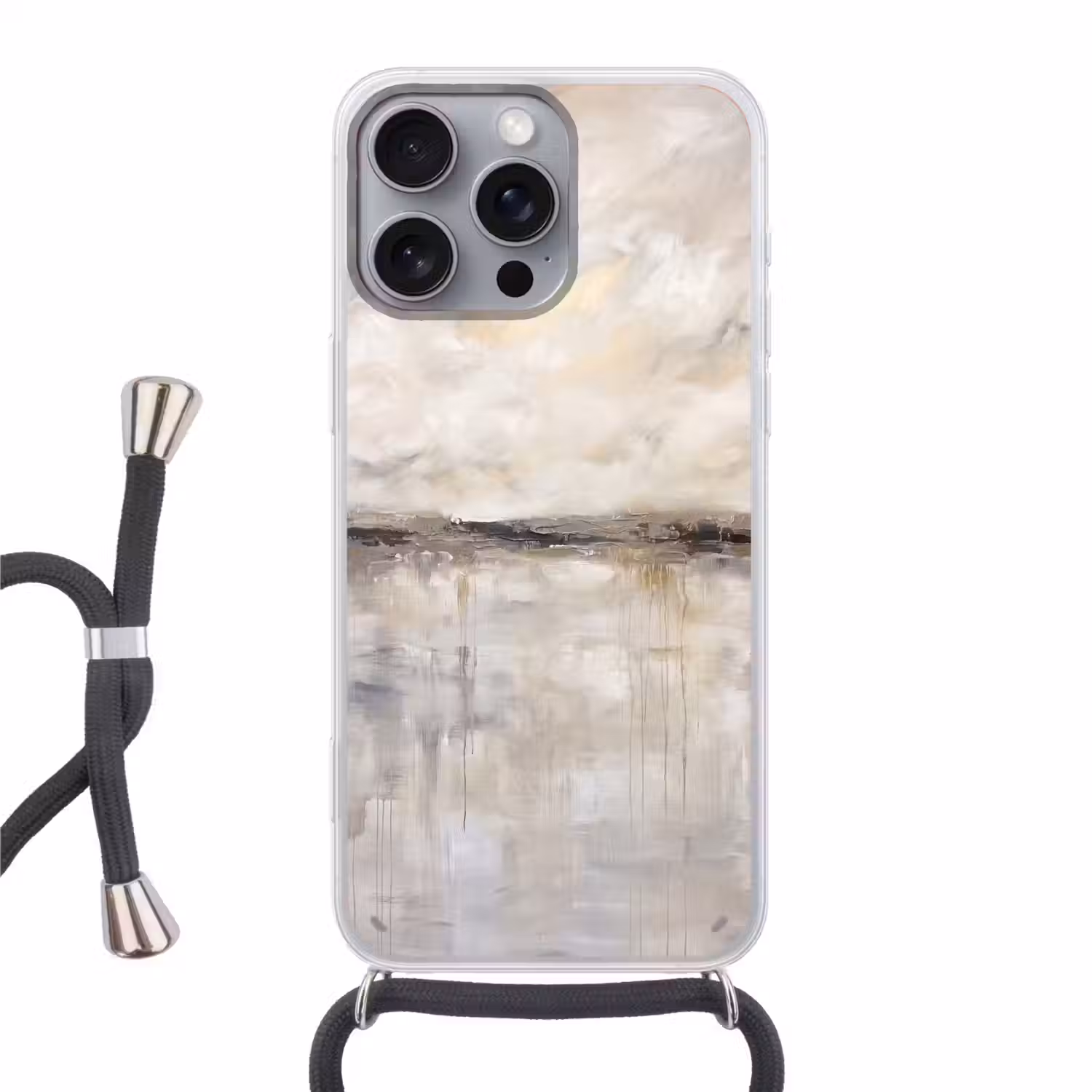 Landschap - Horizon - Natuur - Abstract - Neutraal Hoesje iPhone 16 Pro Max met koord klein -3d