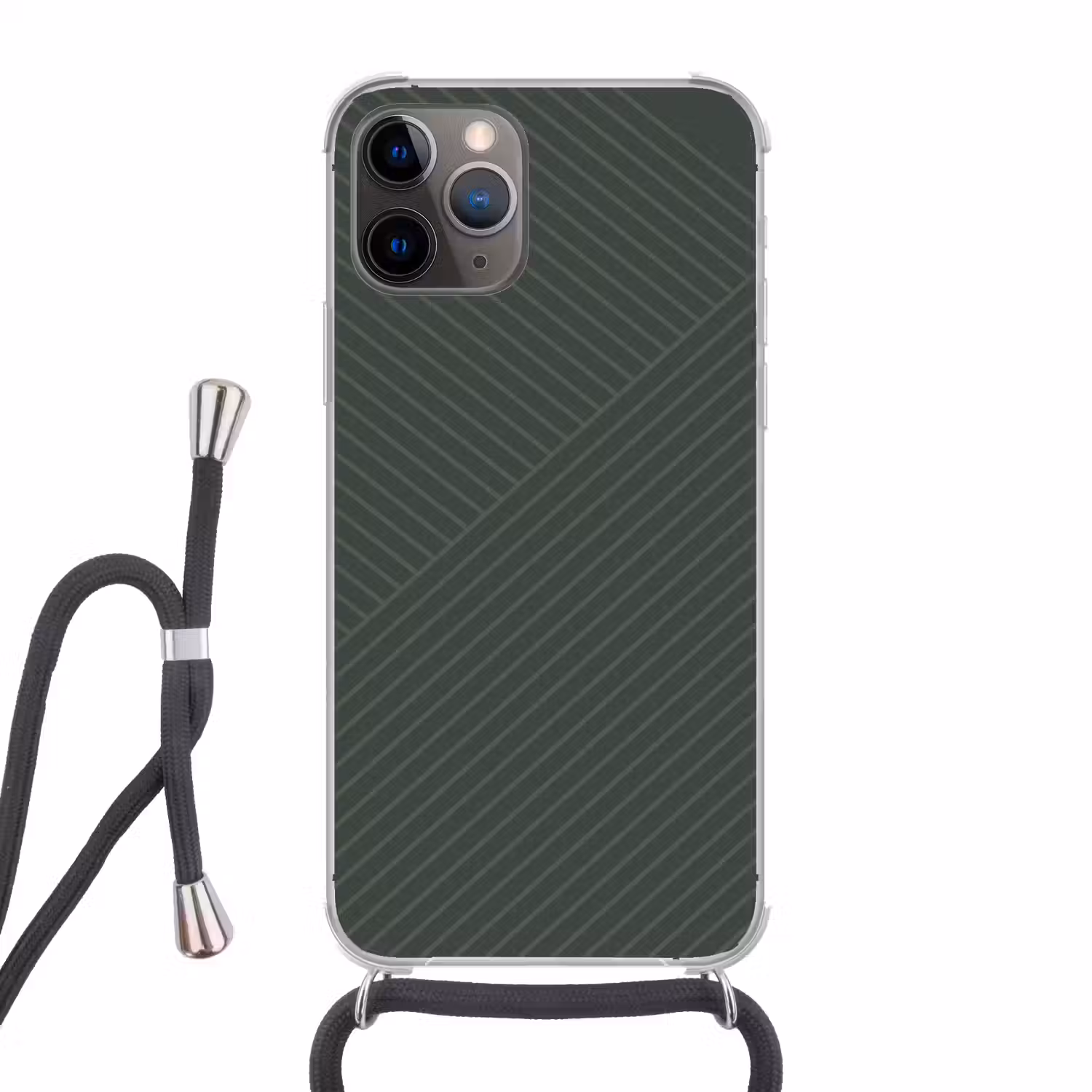 Lijnen - Abstract - Groen - Minimalistisch Hoesje iPhone 12 Pro met koord klein -3d