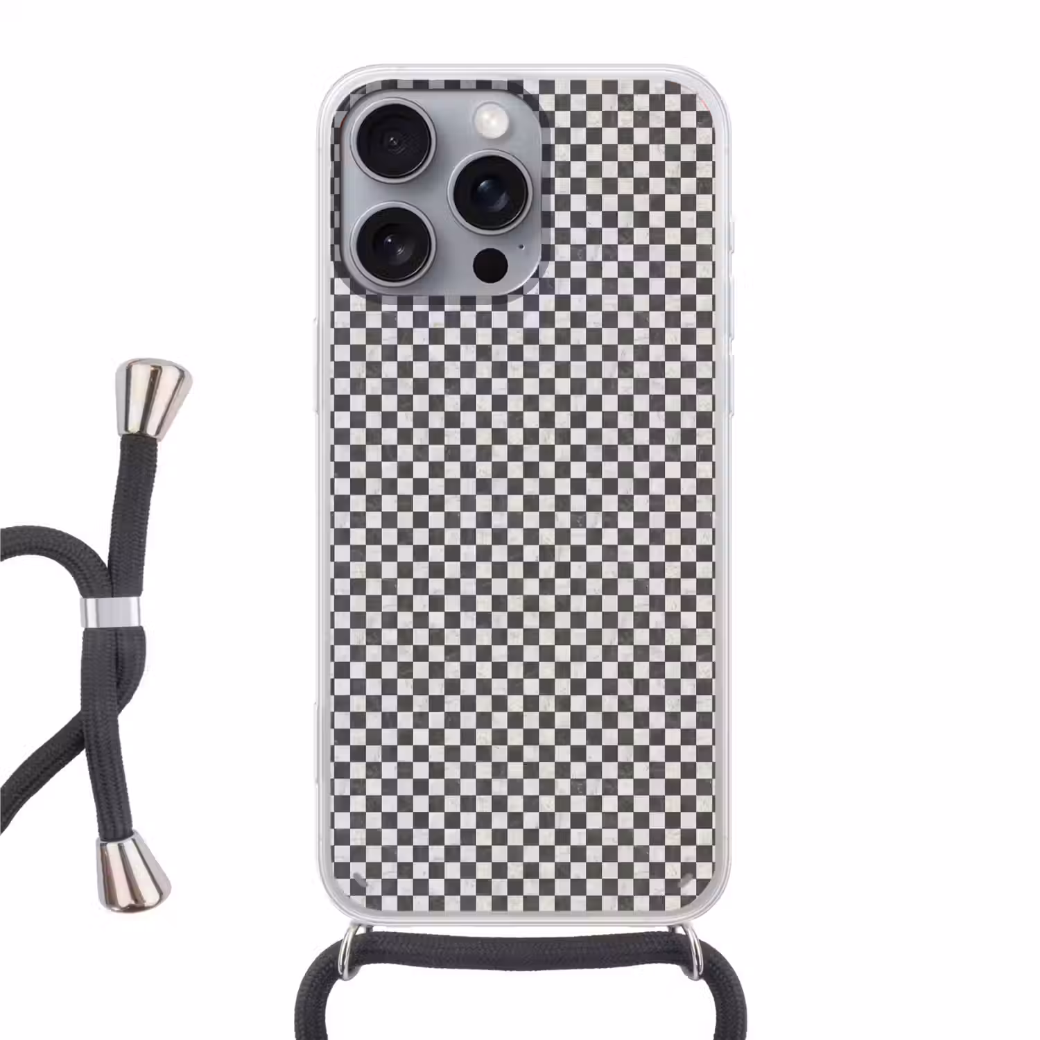 Marmer - Patroon - Grijs Hoesje iPhone 16 Pro Max met koord klein 804 -3d