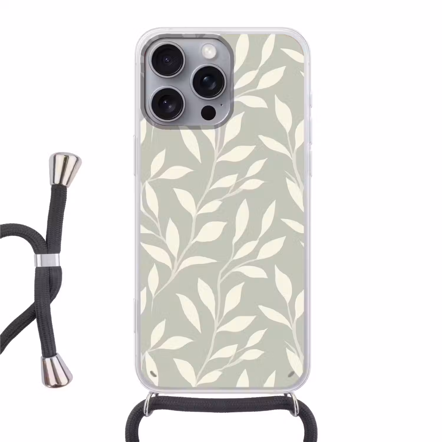 Minimalistisch - Patroon - Groen Hoesje iPhone 16 Pro Max met koord klein 804 -3d