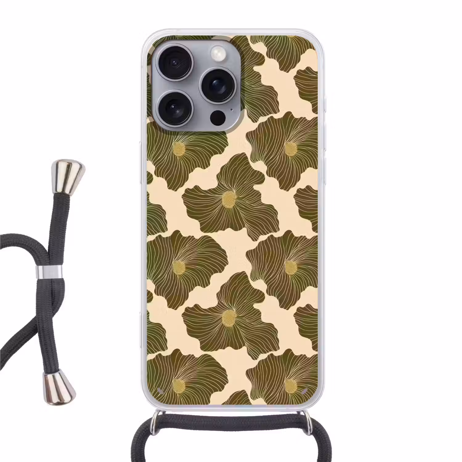 Modern - Abstract - Groen Hoesje iPhone 16 Pro Max met koord klein 804 -3d