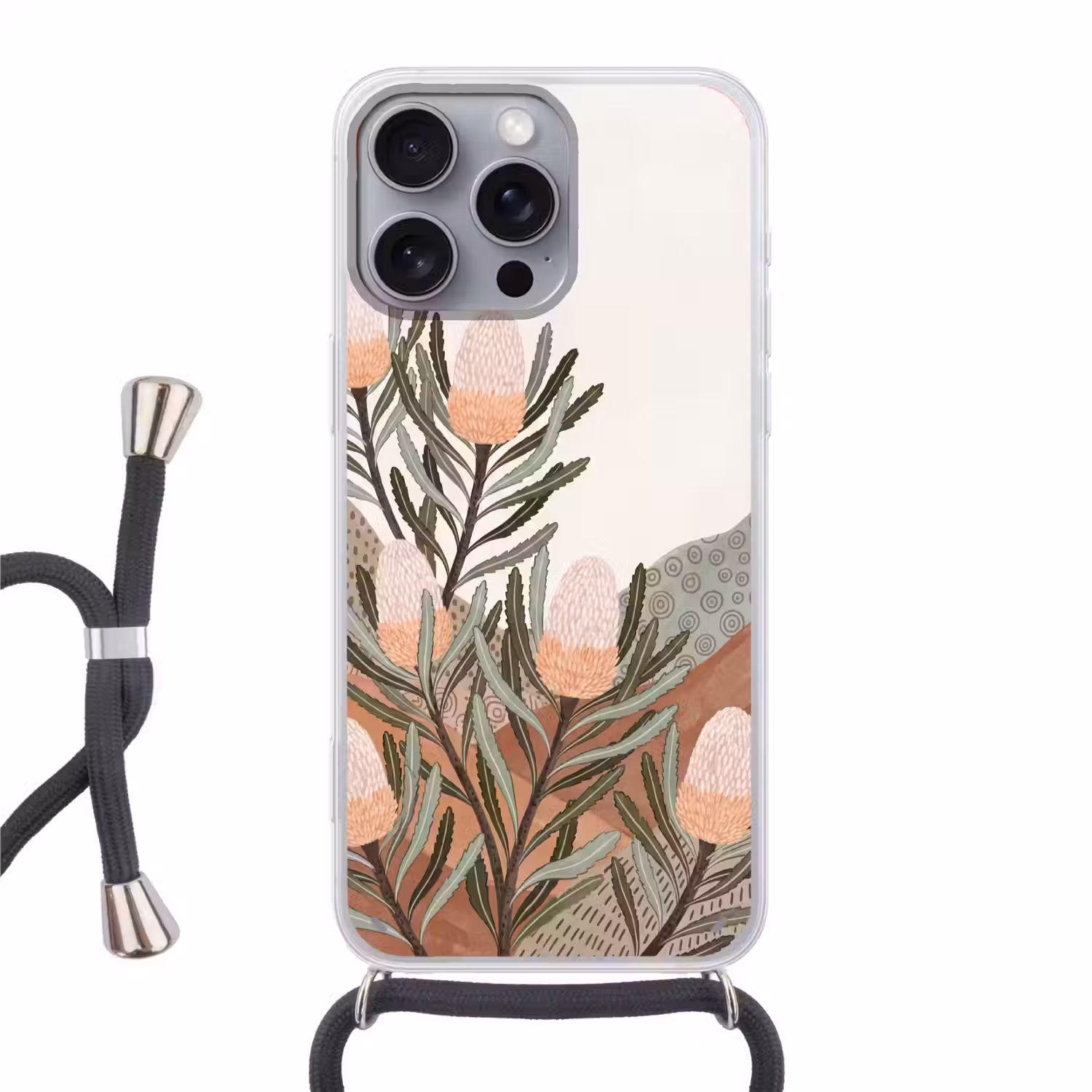 Modern - Heuvels - Terracotta Hoesje iPhone 16 Pro Max met koord klein -3d