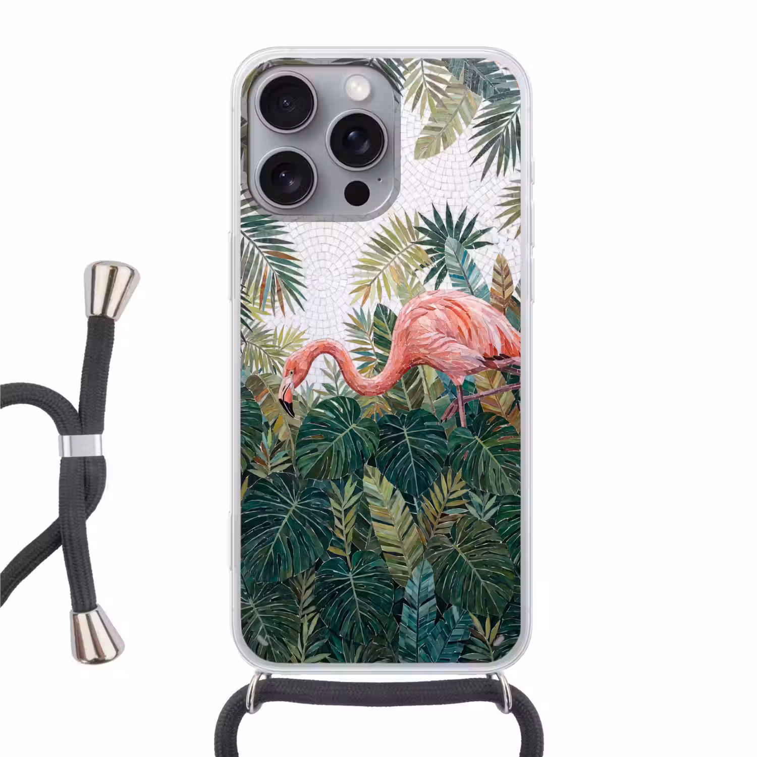 Natuur - Bladeren - Abstract - Groen - Vogel Hoesje iPhone 16 Pro Max met koord klein -3d