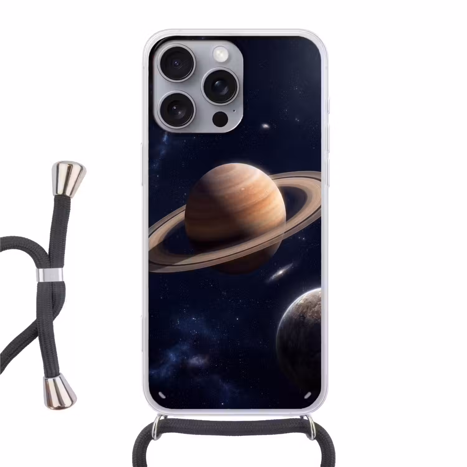 Planeten - Saturnus - Ruimte Hoesje iPhone 16 Pro Max met koord klein -3d