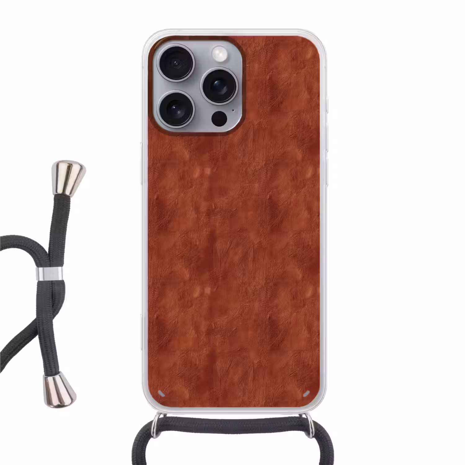 Stucwerk - Textuur - Terracotta Hoesje iPhone 16 Pro Max met koord klein 804 -3d