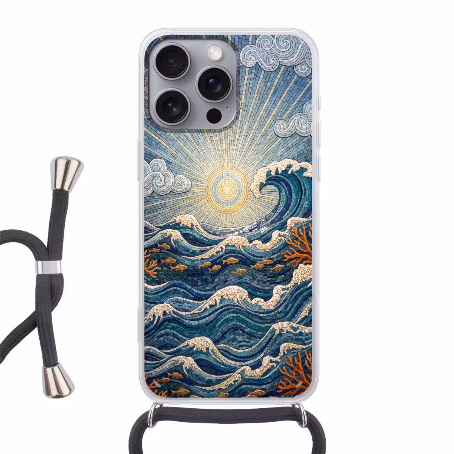 Onderwater - Koraal - Vis - Natuur - Kunst Hoesje iPhone 16 Pro Max met koord klein -3d