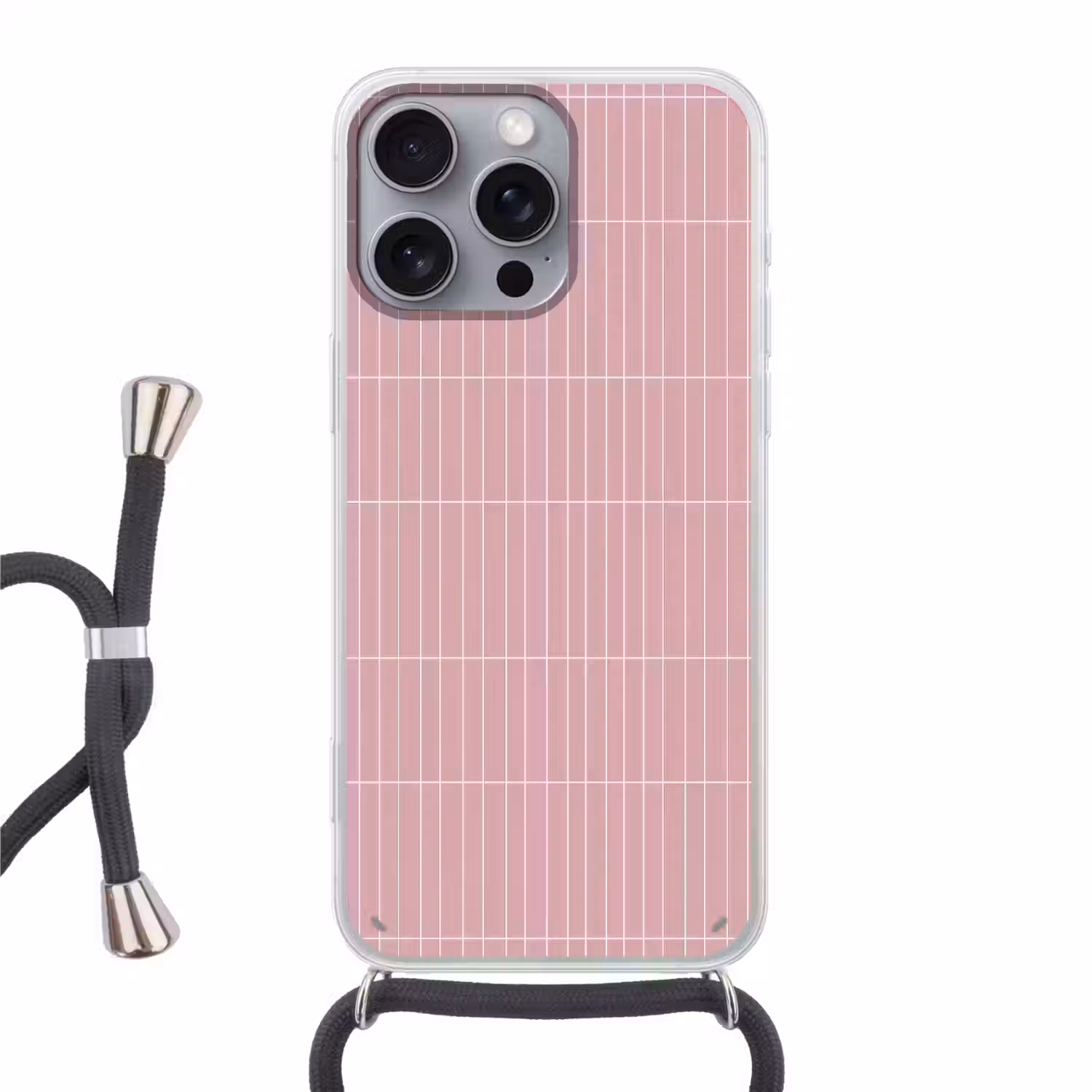 Verticaal - Wandtegel - Lichtroze Hoesje iPhone 16 Pro Max met koord klein 804 -3d