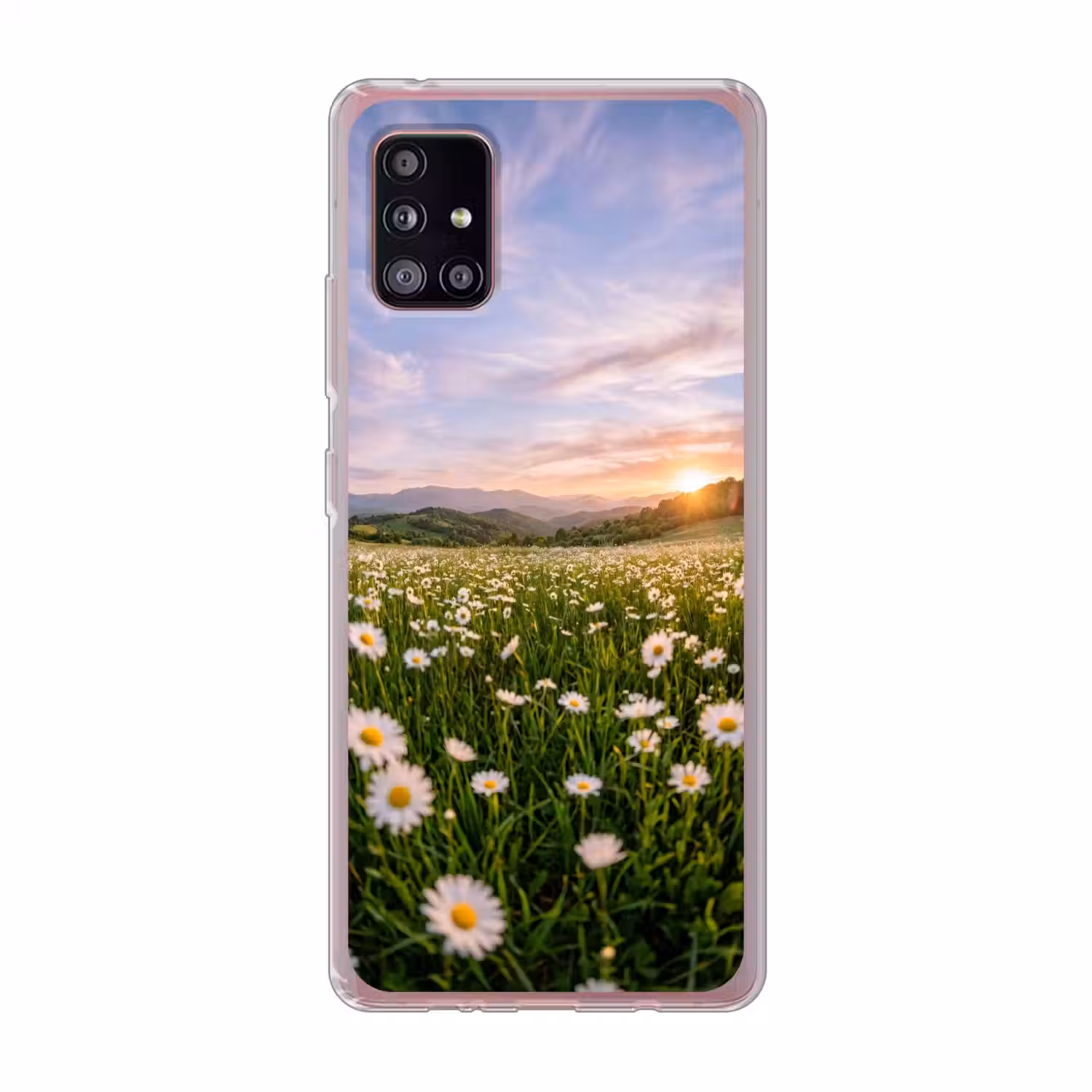 Madelief - Veld - Heuvels - Groen Telefoonhoesje Samsung Galaxy A51 5G klein -3d