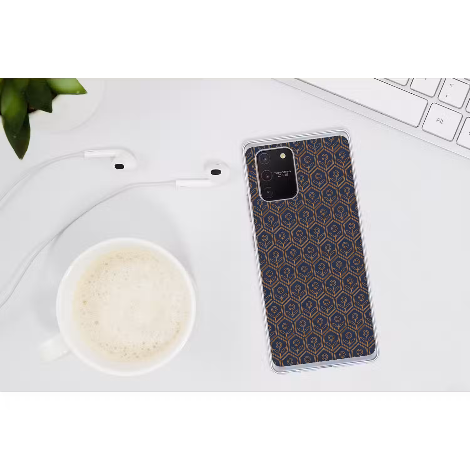 Donkerblauw - Patroon - Bloem - Symmetrisch Telefoonhoesje Samsung Galaxy S10 Lite klein 364 -oordopS10Lite