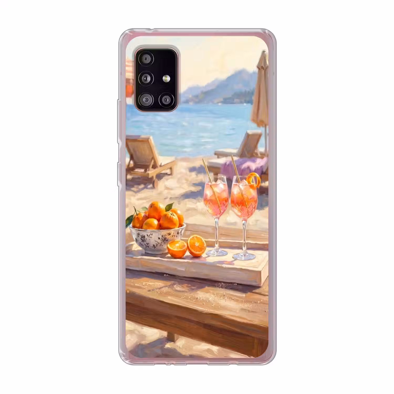 Drank - Glazen - Strand - Zomer - Oranje Telefoonhoesje Samsung Galaxy A51 5G klein -3d