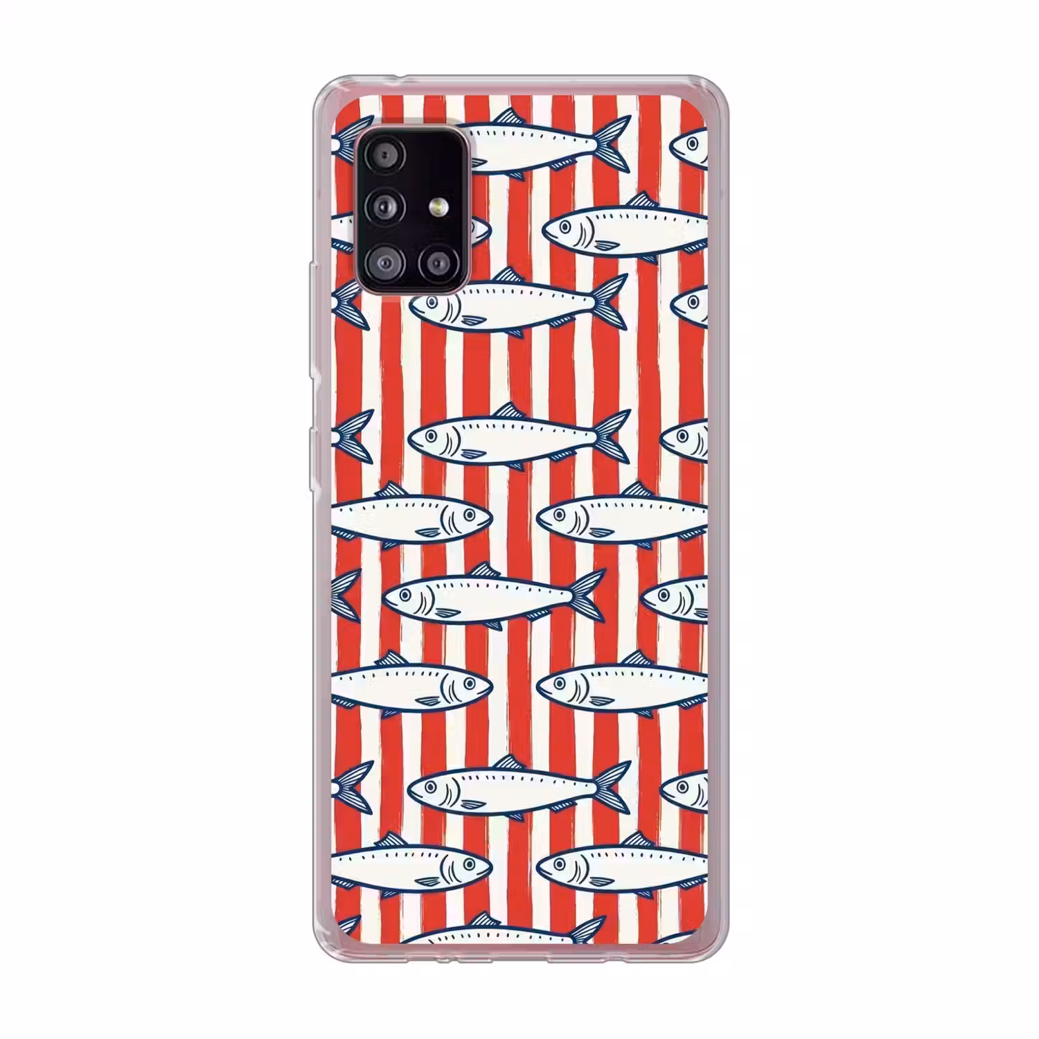 Vis - Patroon - Strepen - Illustratie - Rood Telefoonhoesje Samsung Galaxy A51 5G klein -3d