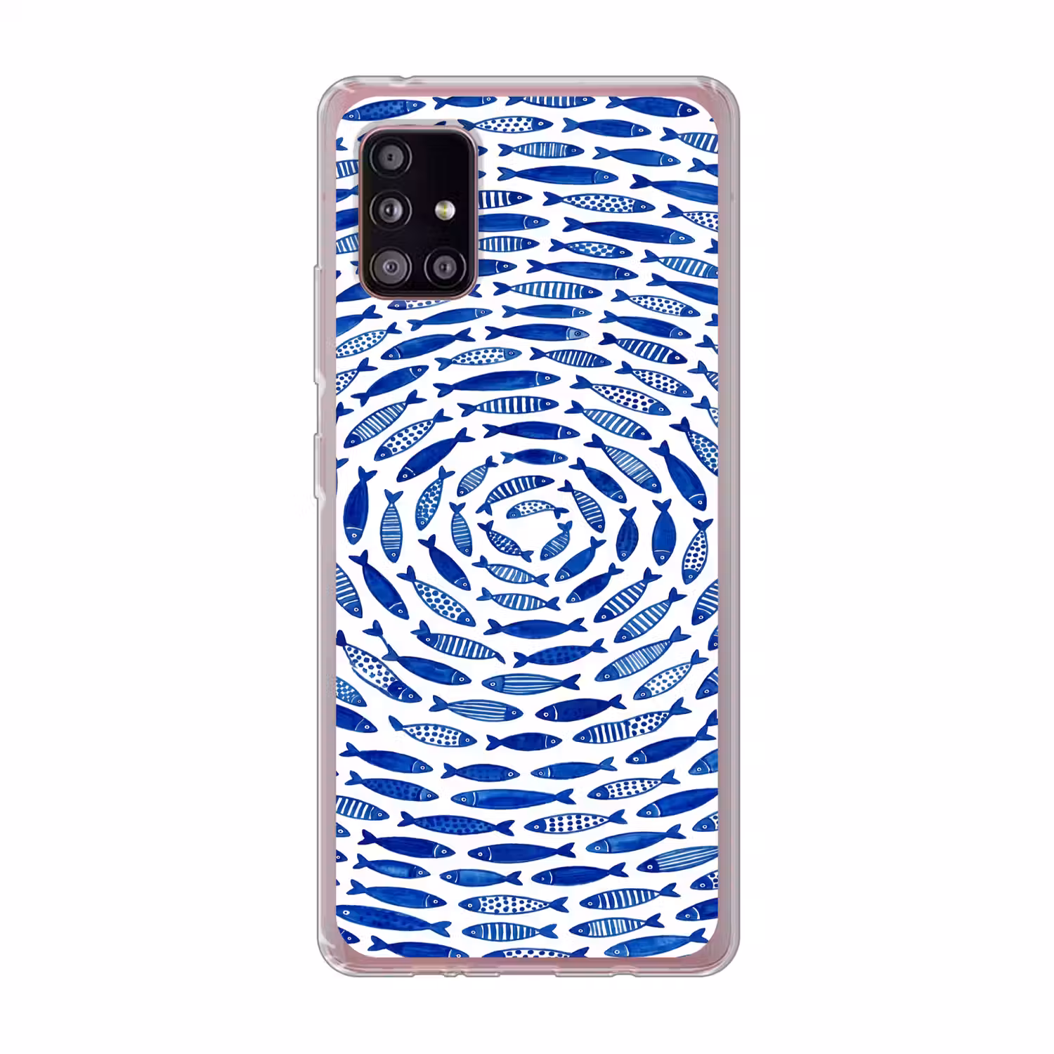 Vis - Patroon - Onderwater - Abstract - Blauw Telefoonhoesje Samsung Galaxy A51 5G klein -3d