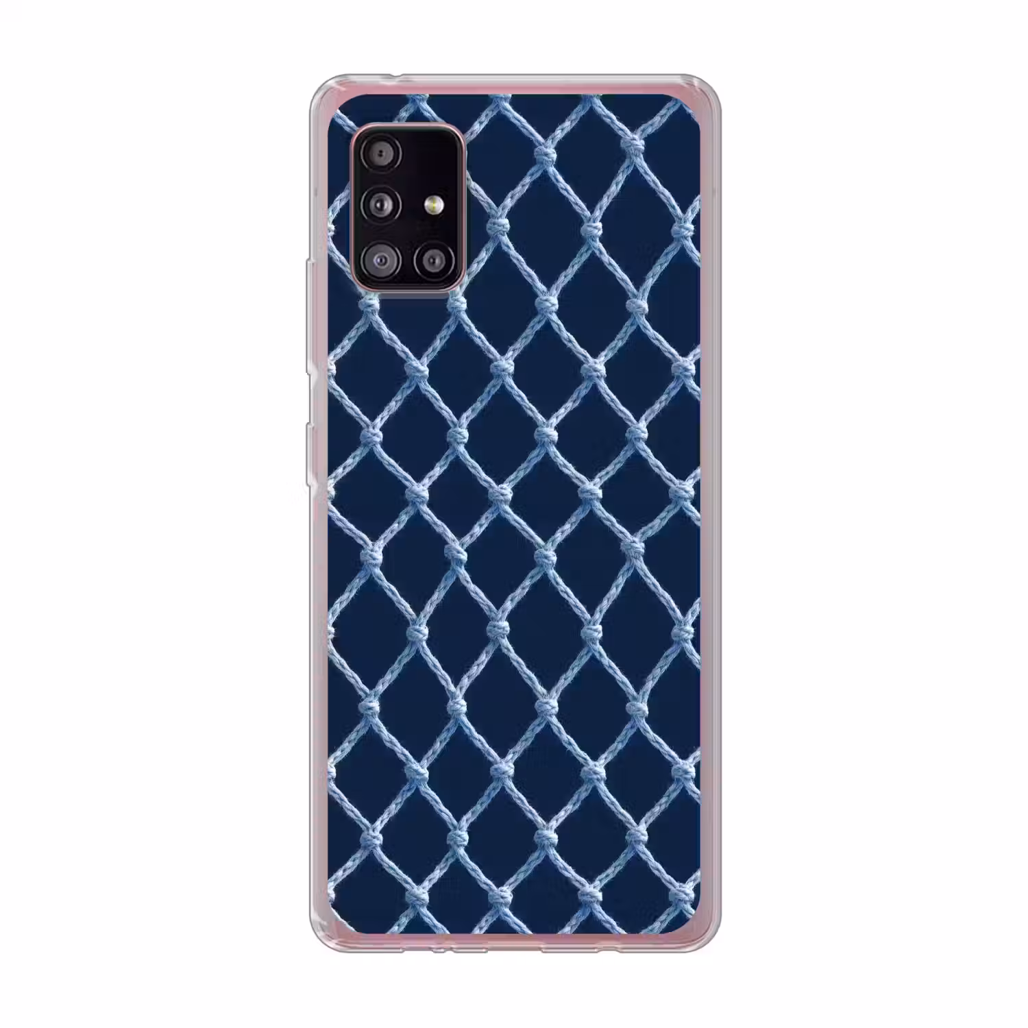 Visnet - Touw - Patroon - Marineblauw Telefoonhoesje Samsung Galaxy A51 5G klein 373 -3d