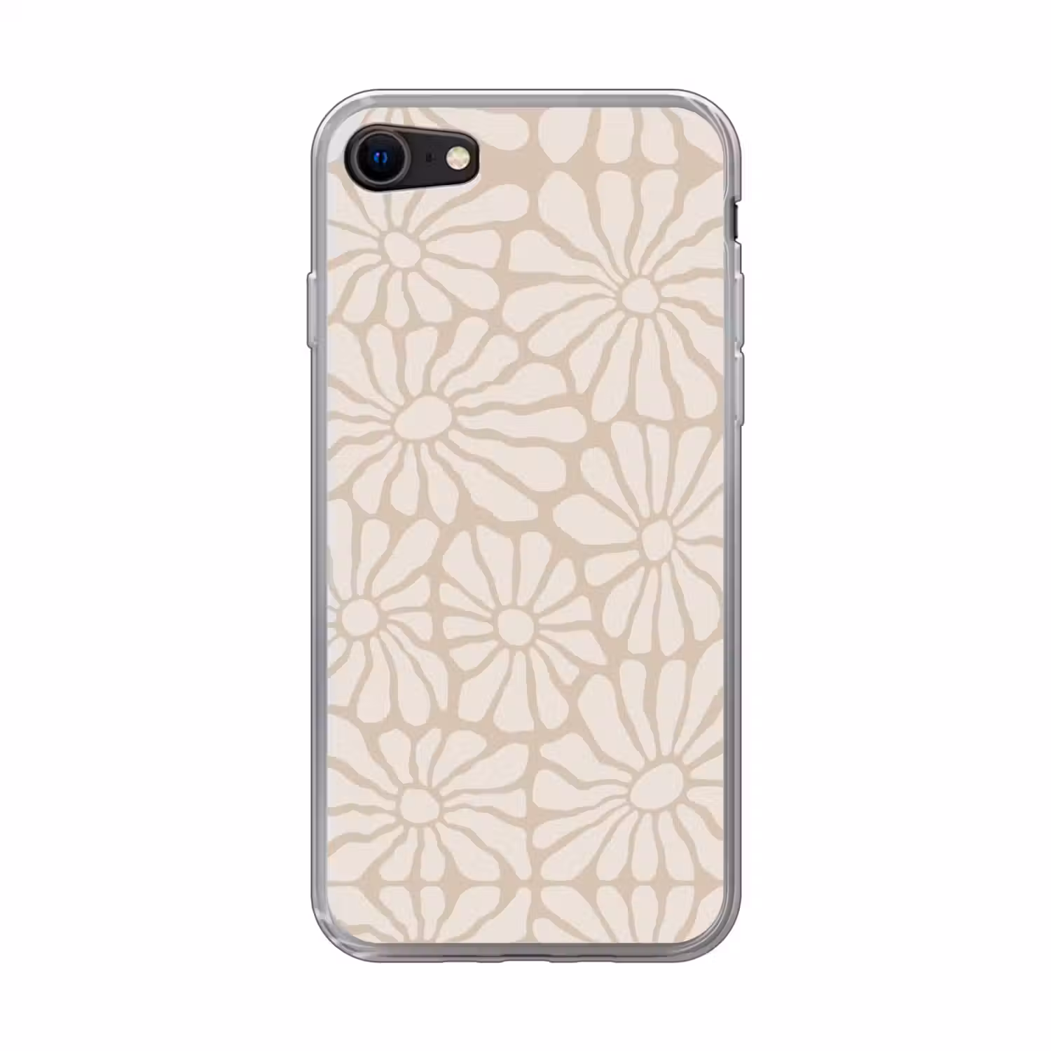 Bloemen - Print - Beige - Bruin - Minimalistisch Telefoonhoesje iPhone 7 klein -3d