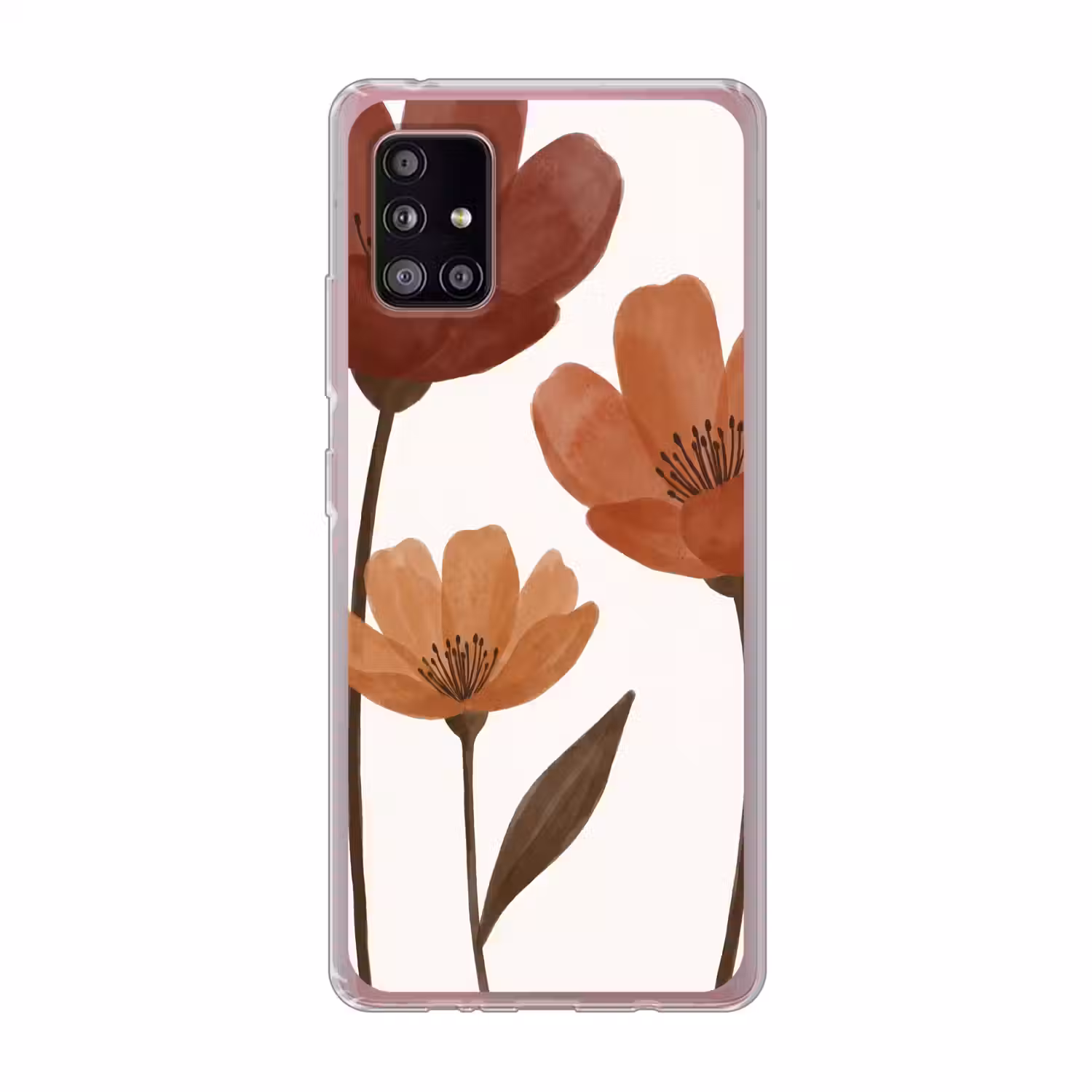 Bloemen - Abstract - Modern - Bruin - Decoratief Telefoonhoesje Samsung Galaxy A51 5G klein -3d