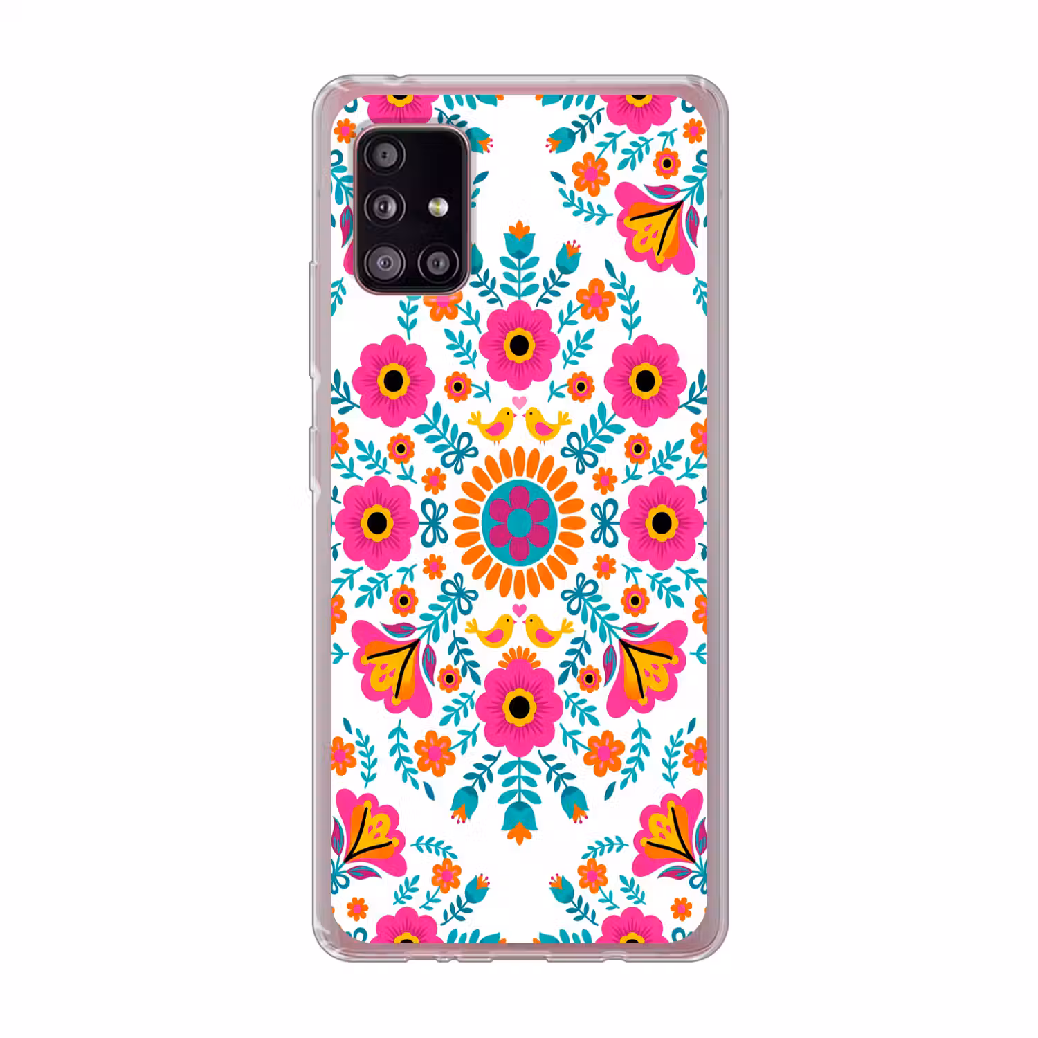 Bloemen - Vogel - Patroon - Kleurrijk - Modern Telefoonhoesje Samsung Galaxy A51 5G klein -3d