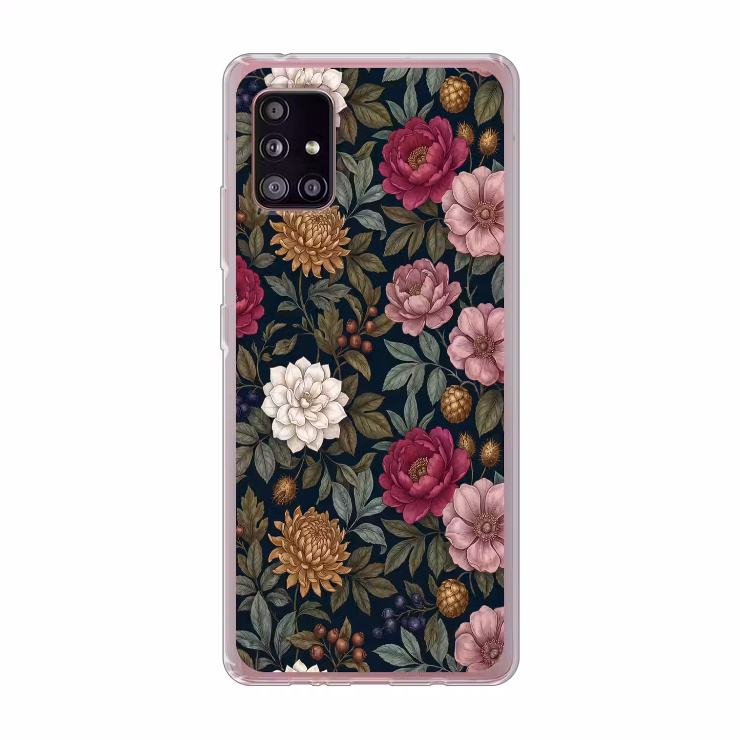 Bloemen - Botanisch - Illustratie - Donker - Vintage Telefoonhoesje Samsung Galaxy A51 5G klein -3d
