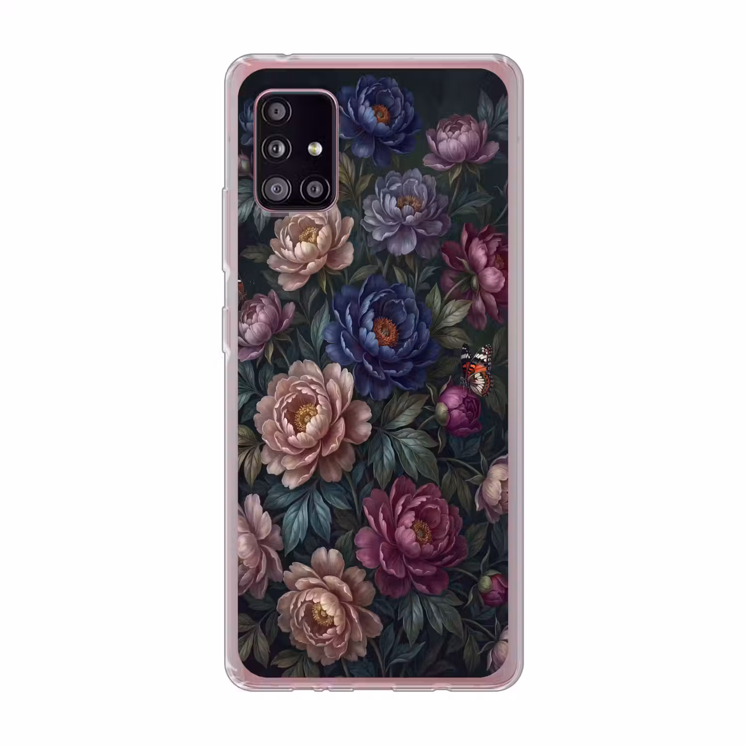 Bloemen - Vlinder - Natuur - Modern - Paars Telefoonhoesje Samsung Galaxy A51 5G klein -3d