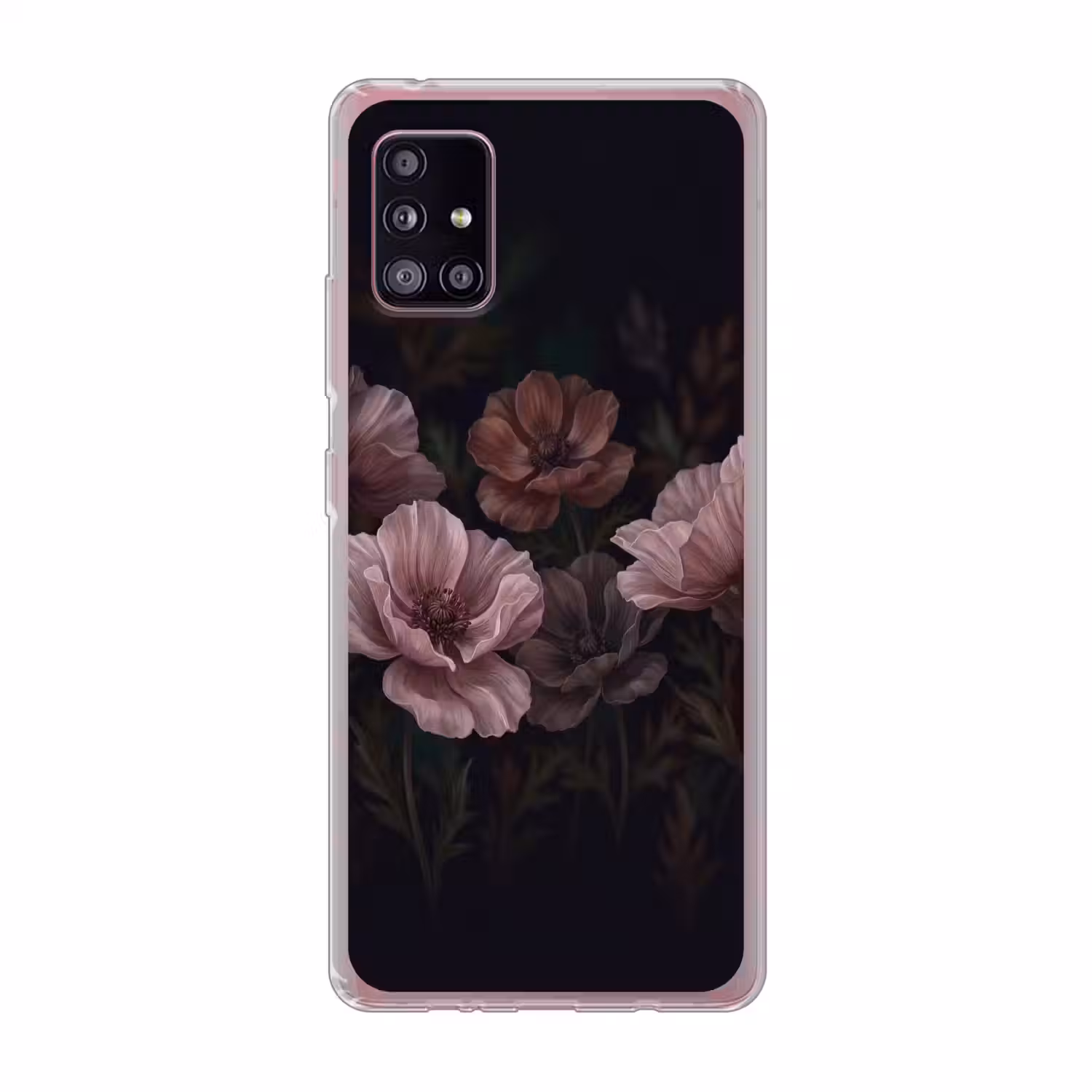 Bloemen - Natuur - Roze - Donker - Modern Telefoonhoesje Samsung Galaxy A51 5G klein -3d