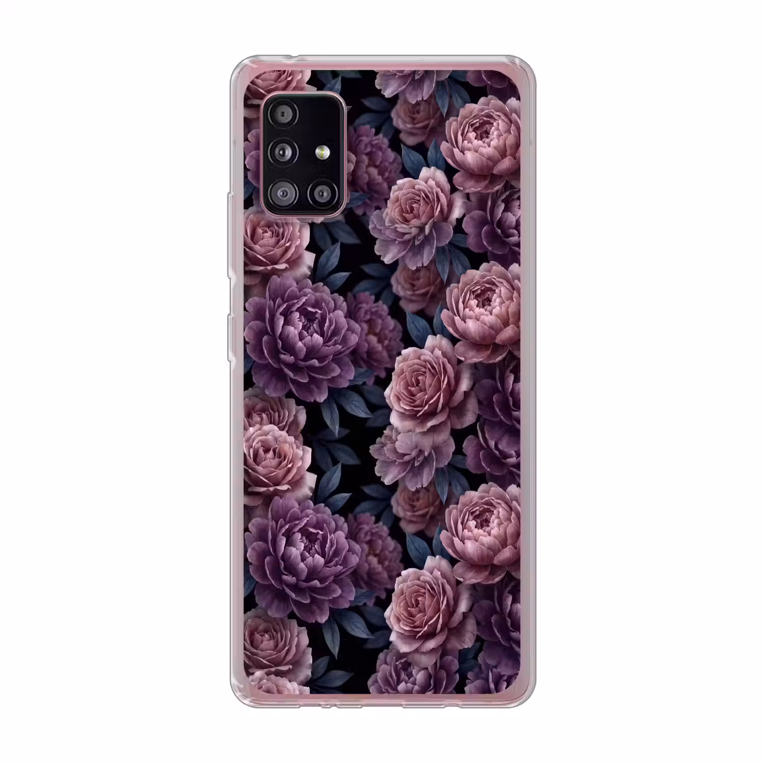 Bloemen - Patroon - Donker - Botanisch - Paars Telefoonhoesje Samsung Galaxy A51 5G klein -3d