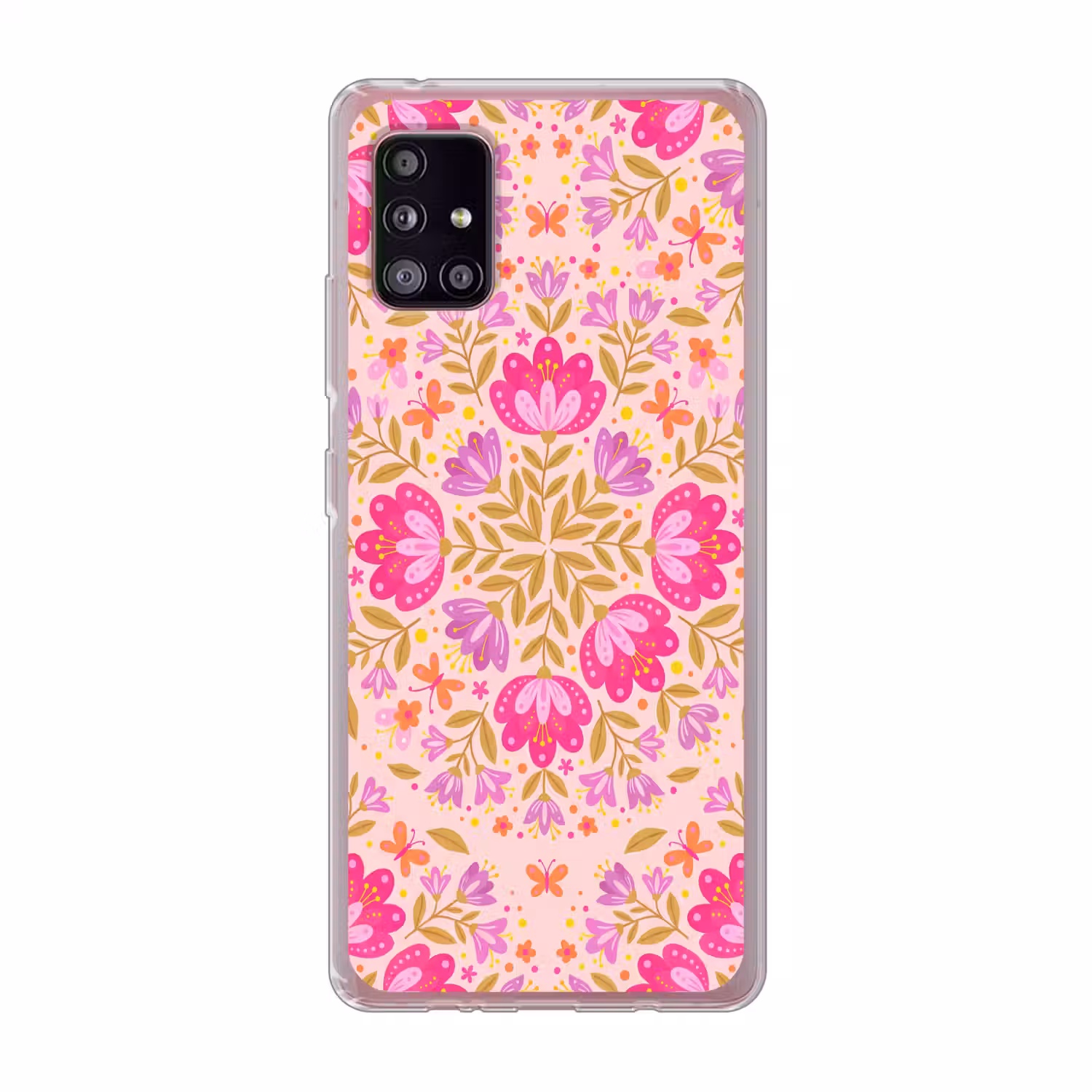 Bloemen - Patroon - Natuur - Abstract - Roze Telefoonhoesje Samsung Galaxy A51 5G klein -3d