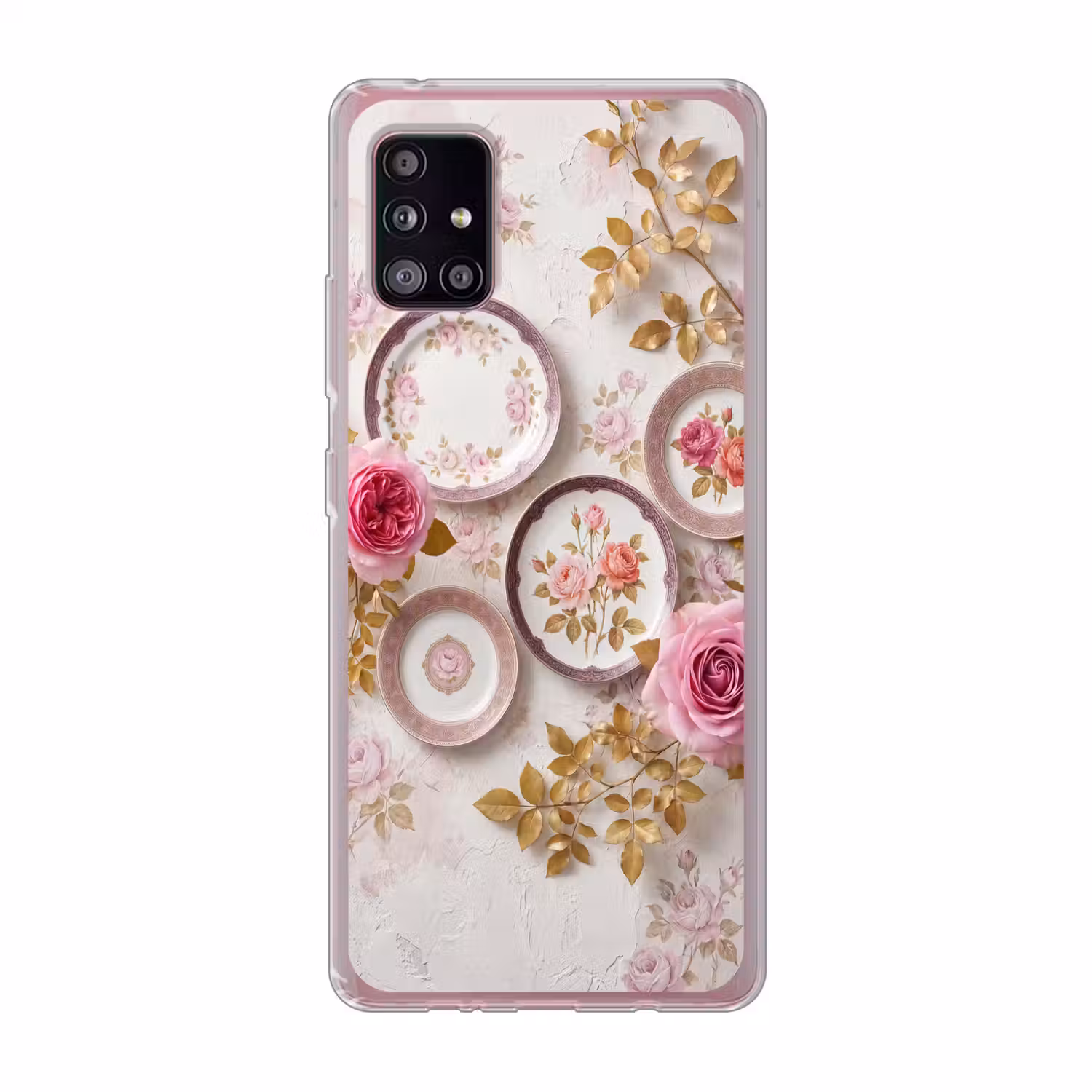 Bloemen - Patroon - Vintage - Roze - Decoratie Telefoonhoesje Samsung Galaxy A51 5G klein -3d