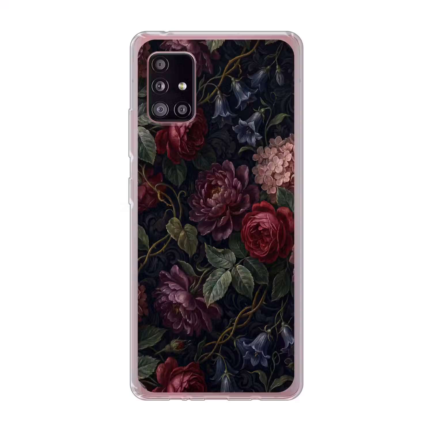 Bloemen - Rood - Klassiek - Donker - Patroon Telefoonhoesje Samsung Galaxy A51 5G klein -3d