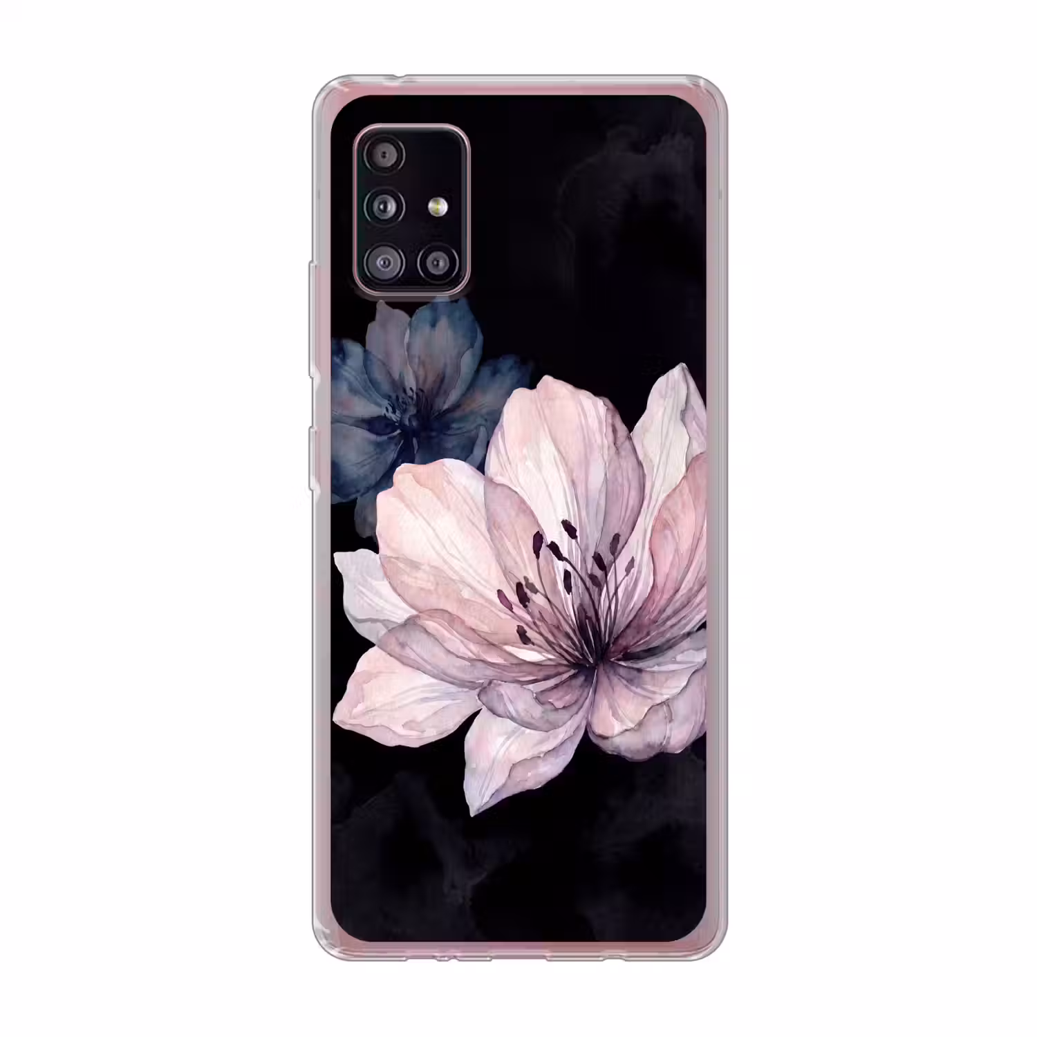Bloemen - Aquarel - Modern - Roze - Donker Telefoonhoesje Samsung Galaxy A51 5G klein -3d