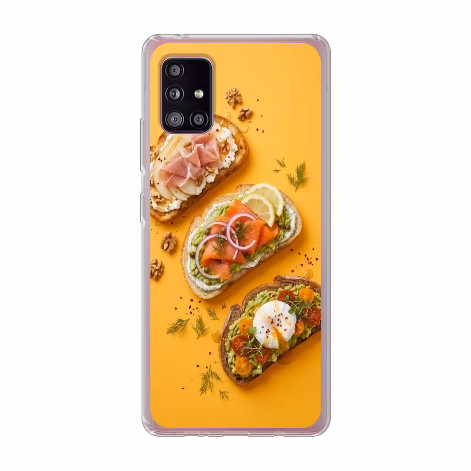 Eten - Brood - Ontbijt - Modern - Kleurrijk Telefoonhoesje Samsung Galaxy A51 5G klein -3d