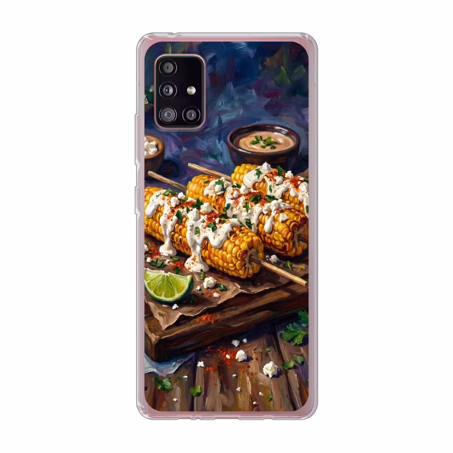 Eten - Maïs - Saus - Geschilderd - Geel Telefoonhoesje Samsung Galaxy A51 5G klein -3d