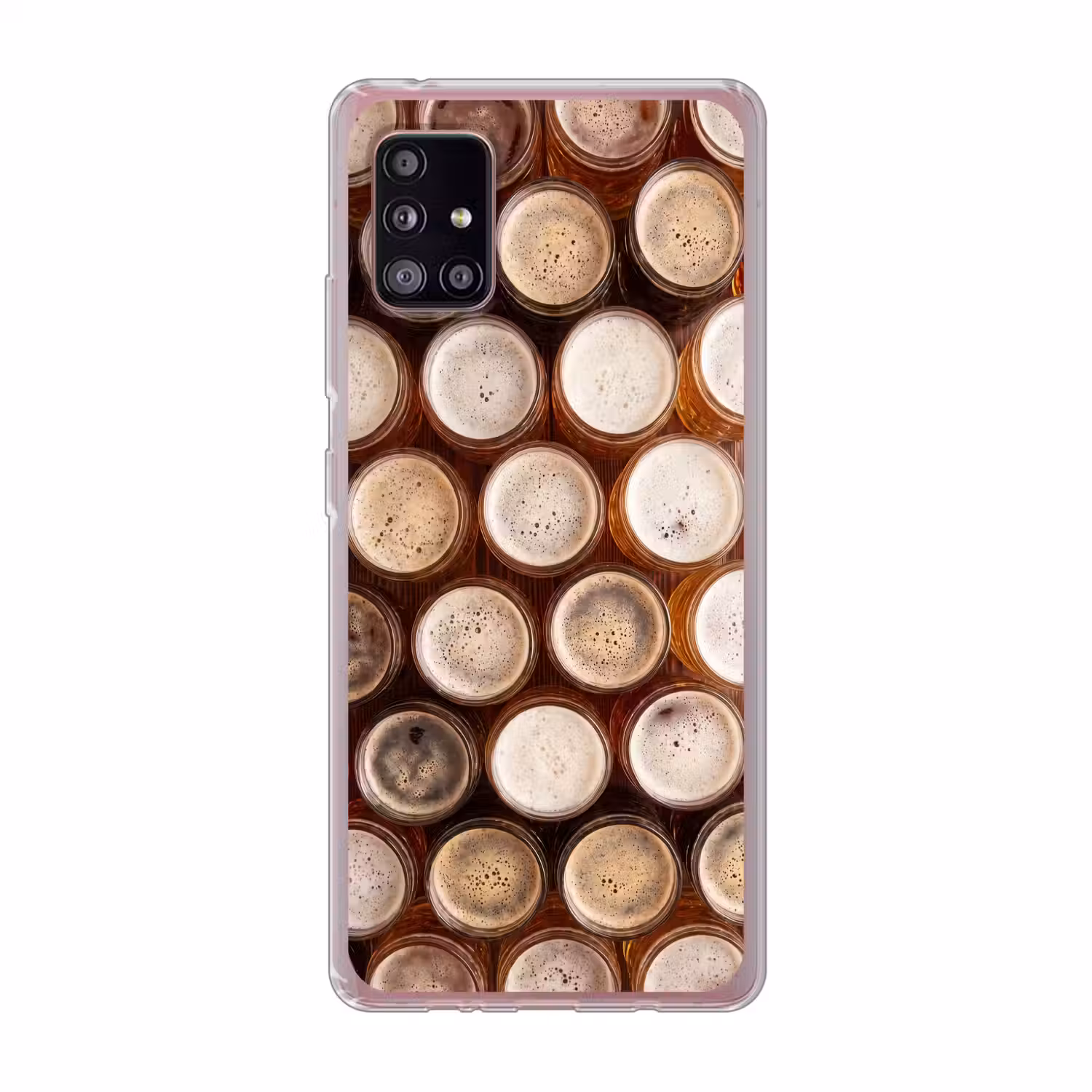 Eten - Glazen - Drank - Patroon - Bruin Telefoonhoesje Samsung Galaxy A51 5G klein -3d